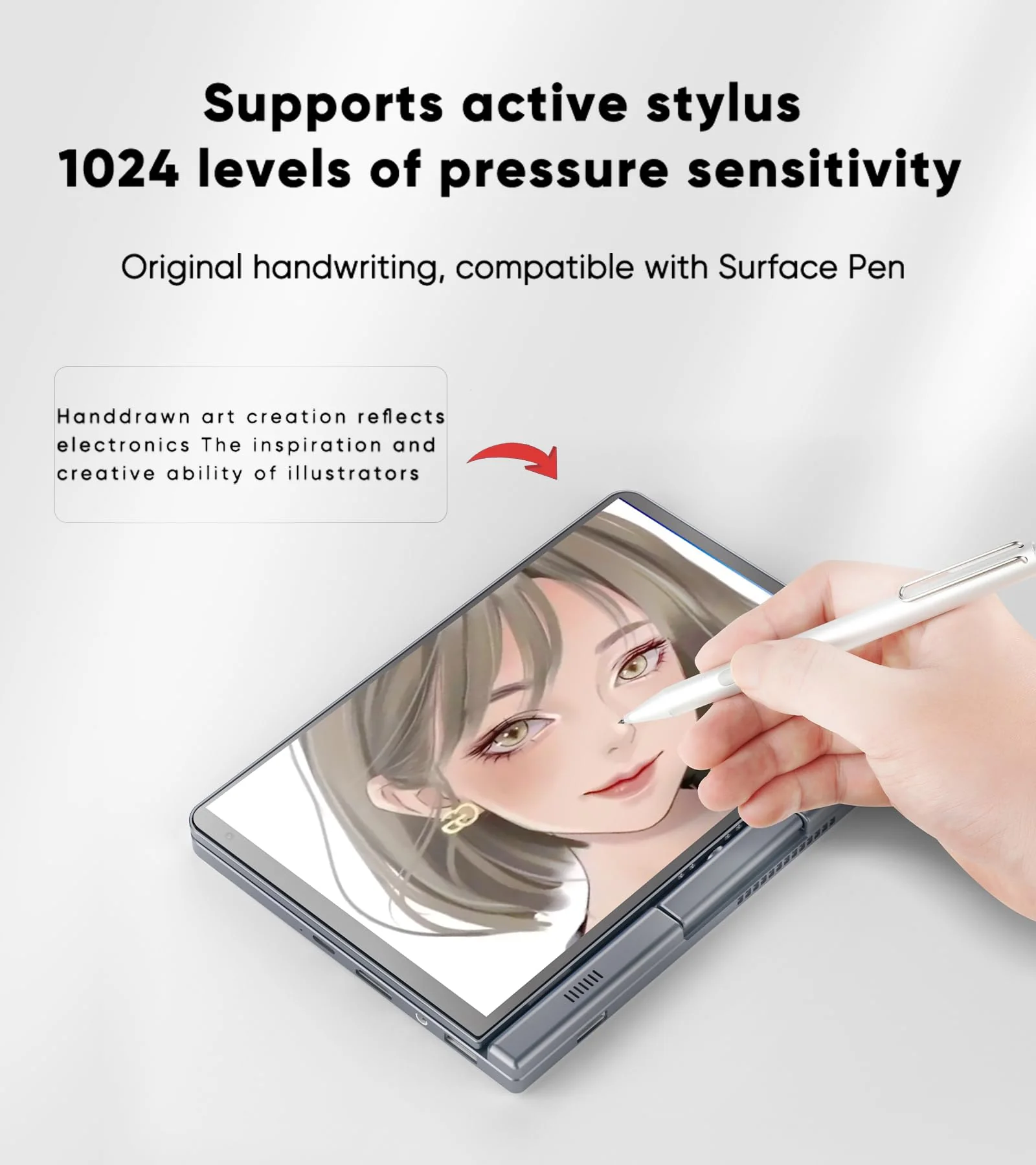 AdvanElink 8 Zoll Mini Laptop InteI N100, 12GB DDR5 1TB SSD, tragbarer Handheld-PC Win11 Pro, Touchscreen mit Stylus-Stift, WiFi6/Kamera/PD-Ladung - Image 6