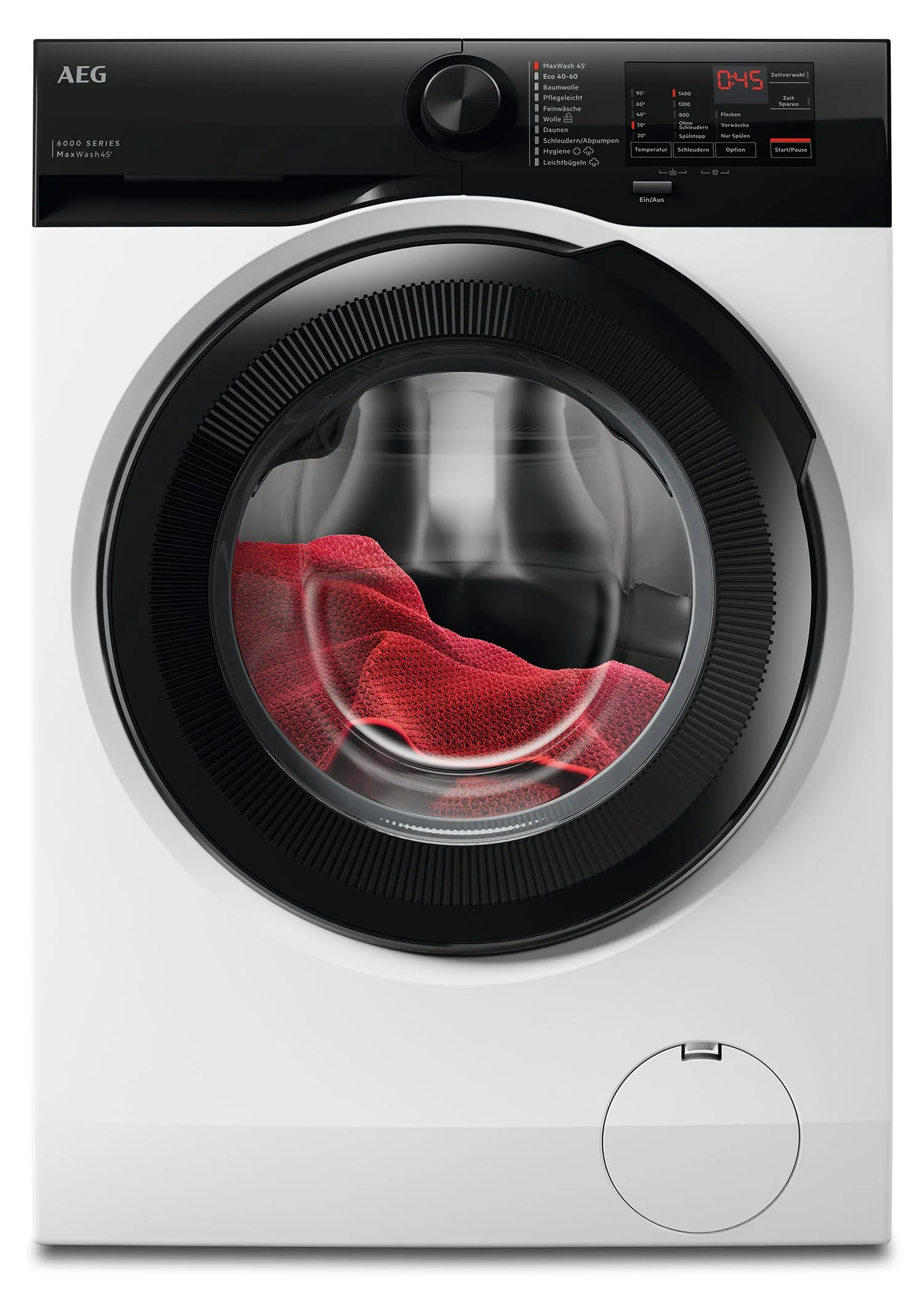 AEG AI Waschmaschine, 8 kg, Serie 6000 MaxWash - KI Waschassistent Volle Ladung in 45Min bei 30°C Sauber & Effizient, A, Hygiene-Programm mit Dampf, Nachlegefunktion, Aquastopp, 1400 U/min, LR6AMZ48FL