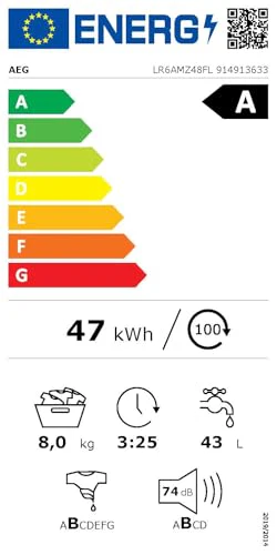 AEG AI Waschmaschine, 8 kg, Serie 6000 MaxWash - KI Waschassistent Volle Ladung in 45Min bei 30°C Sauber & Effizient, A, Hygiene-Programm mit Dampf, Nachlegefunktion, Aquastopp, 1400 U/min, LR6AMZ48FL - Image 2