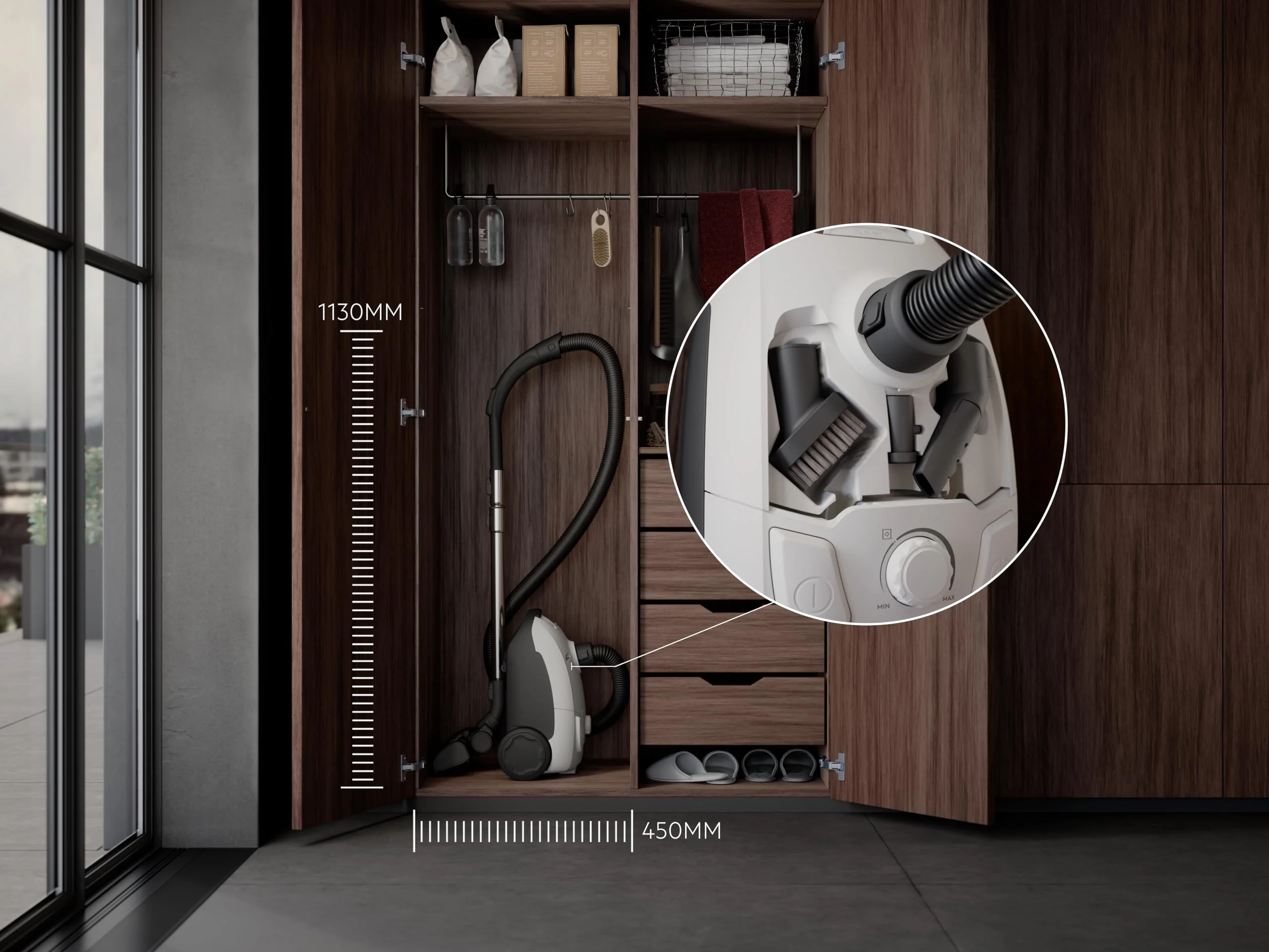 AEG CLEAN 5000 AB51C1SW Staubsauger mit Beutel / hohe Saugleistung / 37 % Recyclingkunststoff / AllFloor Bodendüse mit Klicksystem / 2in1 Multifunktionsdüse / 8,5 m Aktionsradius / Hygiene-Filter - Image 2