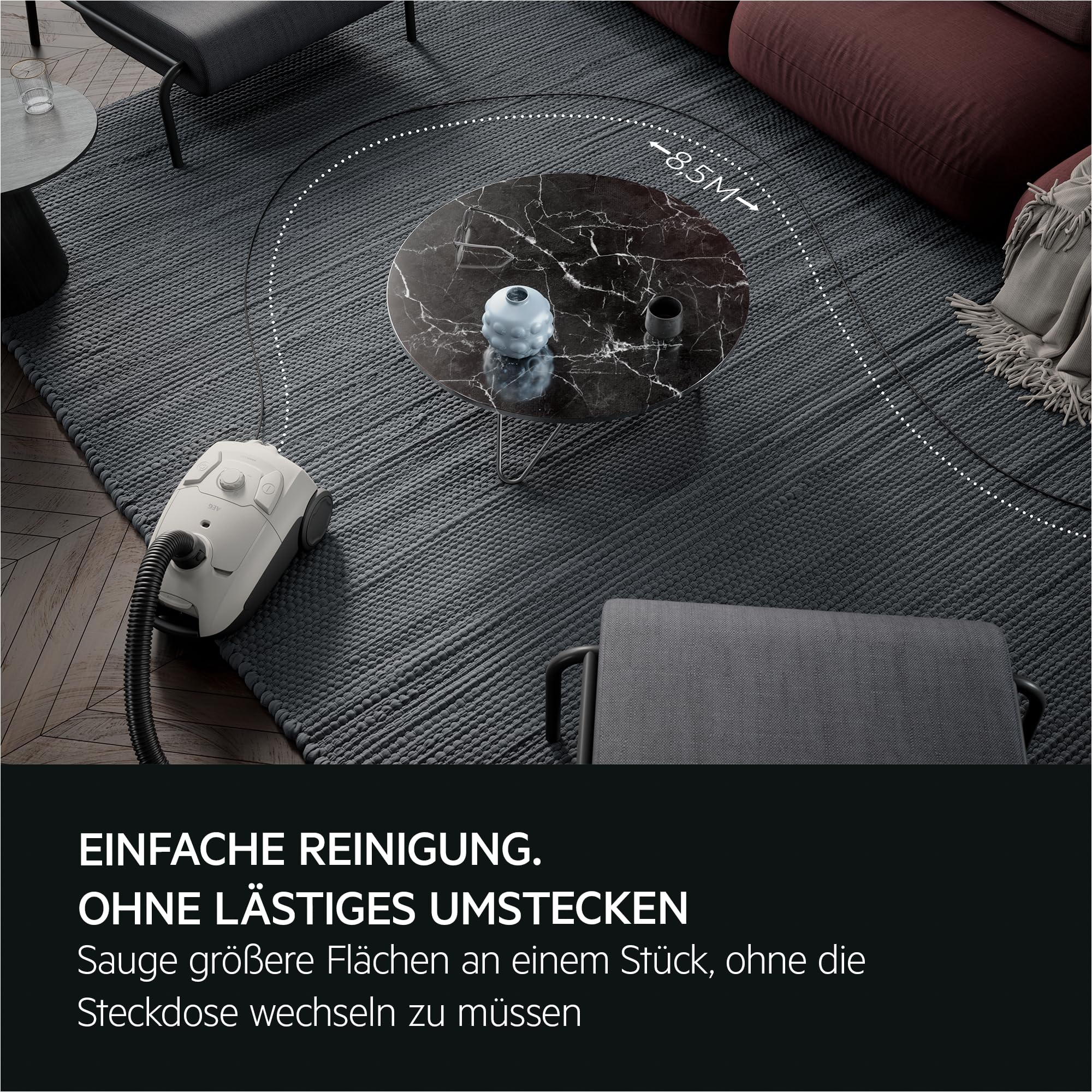 AEG CLEAN 5000 AB51C1SW Staubsauger mit Beutel / hohe Saugleistung / 37 % Recyclingkunststoff / AllFloor Bodendüse mit Klicksystem / 2in1 Multifunktionsdüse / 8,5 m Aktionsradius / Hygiene-Filter - Image 3