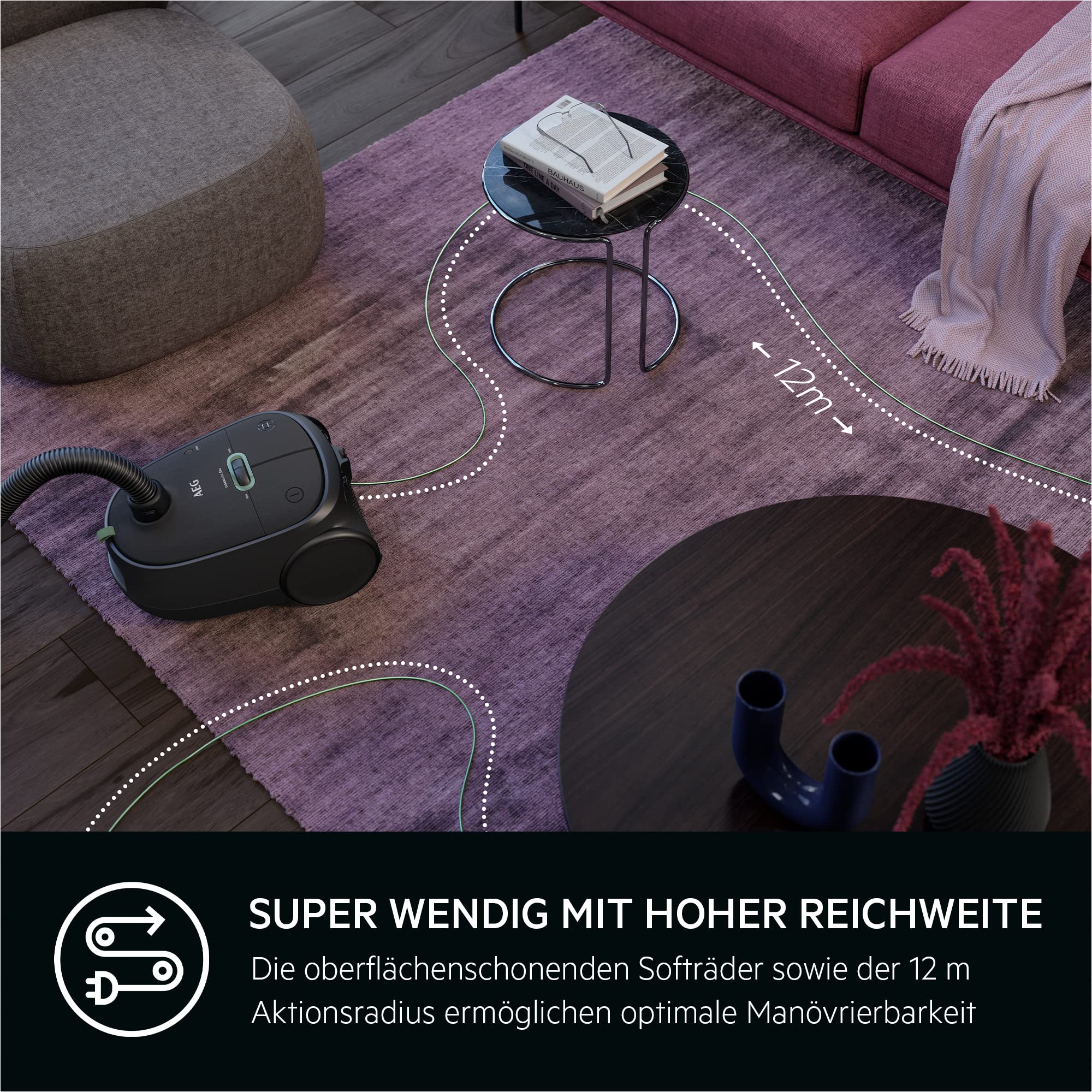 AEG CLEAN 6000 AB61C1OKO ÖKO Staubsauger / hohe Saugleistung / Zusatzdüsen / XL-Räder / Edelstahl-Teleskoprohr / 65% Recyclingmaterial / 12 m Kabel / 750 Watt / Zubehör / grau - Image 14