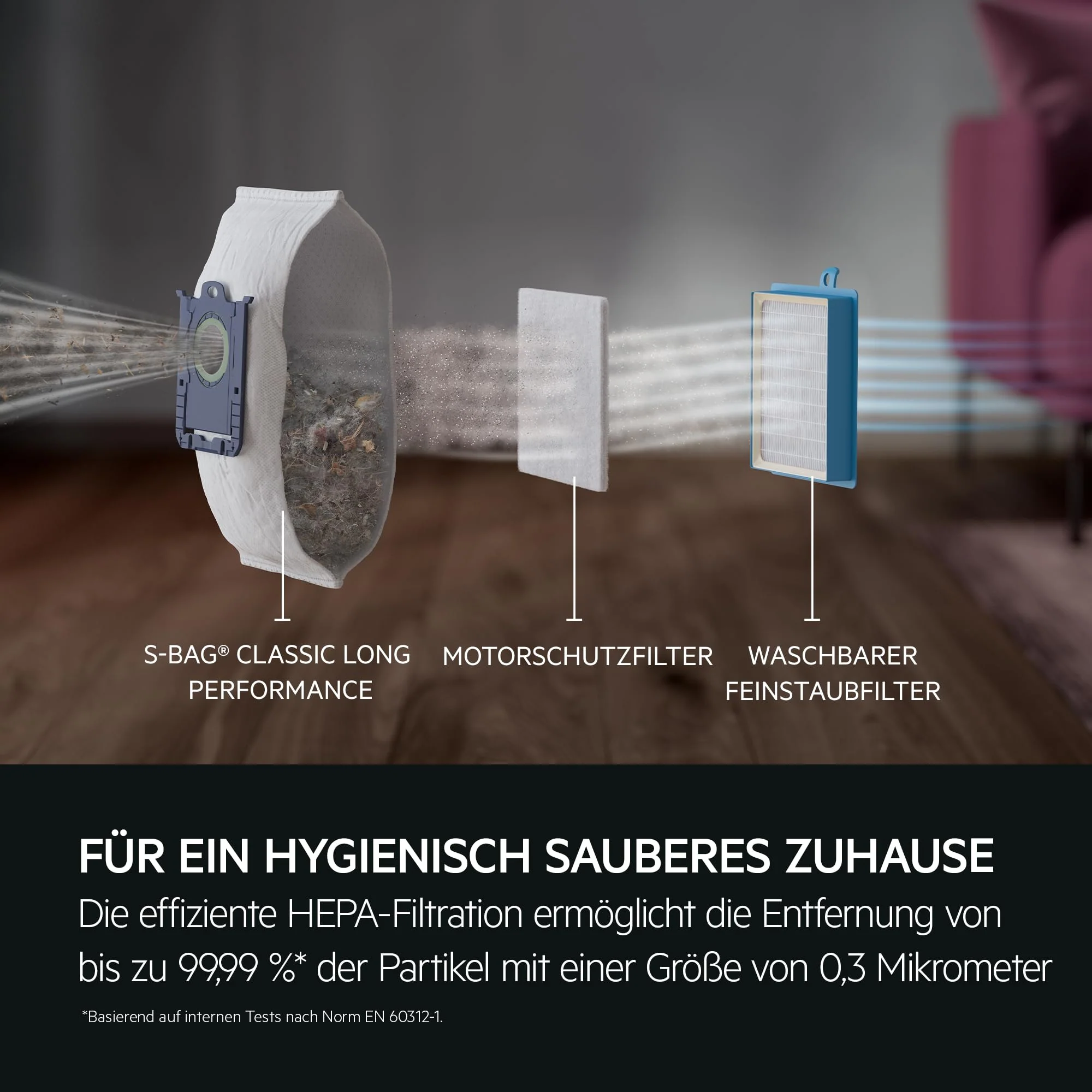 AEG CLEAN 6000 AB61C1OKO ÖKO Staubsauger / hohe Saugleistung / Zusatzdüsen / XL-Räder / Edelstahl-Teleskoprohr / 65% Recyclingmaterial / 12 m Kabel / 750 Watt / Zubehör / grau - Image 2