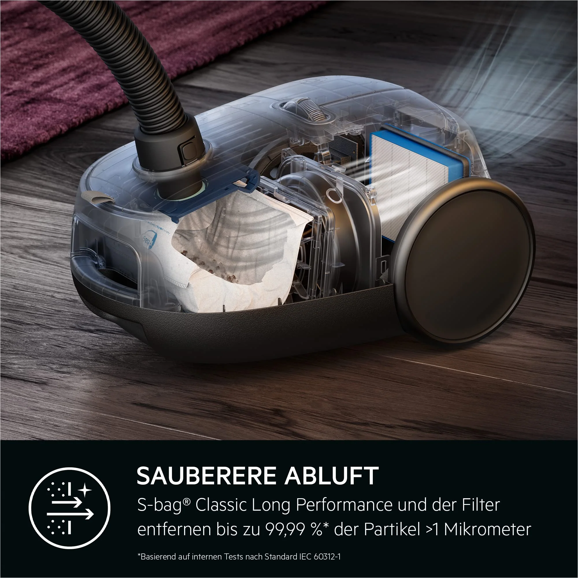 AEG CLEAN 6000 AB61C1OKO ÖKO Staubsauger / hohe Saugleistung / Zusatzdüsen / XL-Räder / Edelstahl-Teleskoprohr / 65% Recyclingmaterial / 12 m Kabel / 750 Watt / Zubehör / grau - Image 9