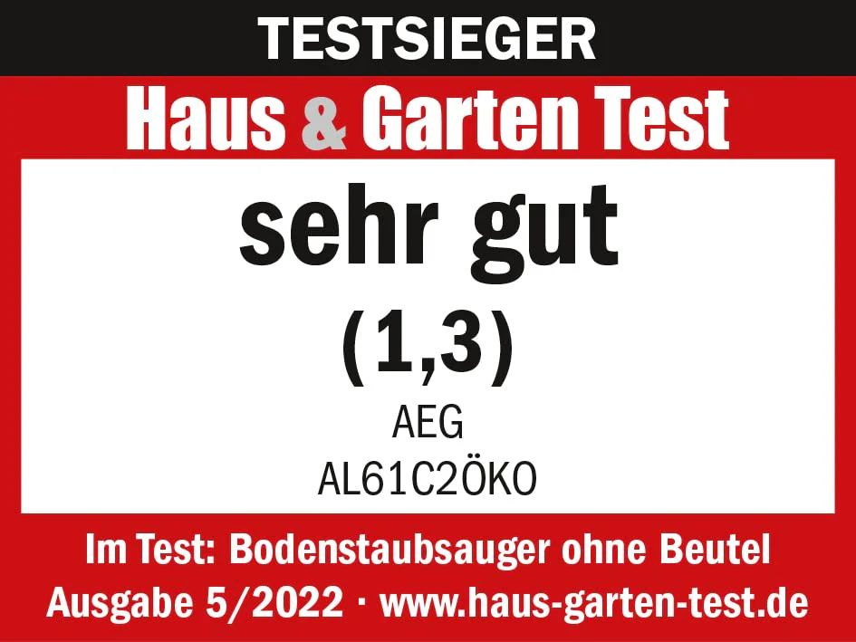 AEG CLEAN 6000 ÖKO AL61C2ÖKO Staubsauger beutellos / ETM Testsieger (SEHR GUT) / 60 % Recyclingmaterial / 550 W / Zusatzdüsen / Softräder / 74 dB(A) / 12m Aktionsradius / 1,6L Staubbehälter / Schwarz - Image 2