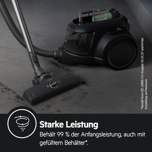 AEG CLEAN 6000 ÖKO AL61C2ÖKO Staubsauger beutellos / ETM Testsieger (SEHR GUT) / 60 % Recyclingmaterial / 550 W / Zusatzdüsen / Softräder / 74 dB(A) / 12m Aktionsradius / 1,6L Staubbehälter / Schwarz - Image 3