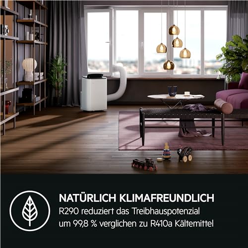 AEG Comfort 6000 AXP26U339CW mobiles Klimagerät / LED Display / Touch-Bedienung / 30-40 m² / nur 64 dB(A) / Kühlfunktion / Ventilator / Entfeuchtungsfunktion / Automatik /App-Steuerung / weiß/schwarz - Image 12