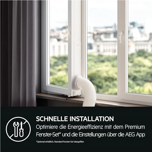 AEG Comfort 6000 AXP26U339CW mobiles Klimagerät / LED Display / Touch-Bedienung / 30-40 m² / nur 64 dB(A) / Kühlfunktion / Ventilator / Entfeuchtungsfunktion / Automatik /App-Steuerung / weiß/schwarz - Image 8