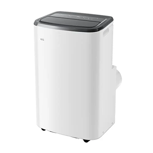 AEG Comfort 6000 AXP26U559HW mobiles Klimagerät/LED Display/Touch-Bedienung / 30-40 m² / 61 dB(A) / Kühlen/Heizen/Ventilator/Entfeuchtungsfunktion/Automatik/App-Steuerung/weiß/schwarz