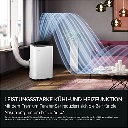 AEG Comfort 6000 AXP26U559HW mobiles Klimagerät/LED Display/Touch-Bedienung / 30-40 m² / 61 dB(A) / Kühlen/Heizen/Ventilator/Entfeuchtungsfunktion/Automatik/App-Steuerung/weiß/schwarz - Image 6