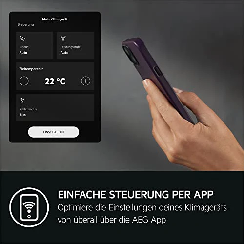 AEG Comfort 6000 AXP26U559HW mobiles Klimagerät/LED Display/Touch-Bedienung / 30-40 m² / 61 dB(A) / Kühlen/Heizen/Ventilator/Entfeuchtungsfunktion/Automatik/App-Steuerung/weiß/schwarz - Image 7