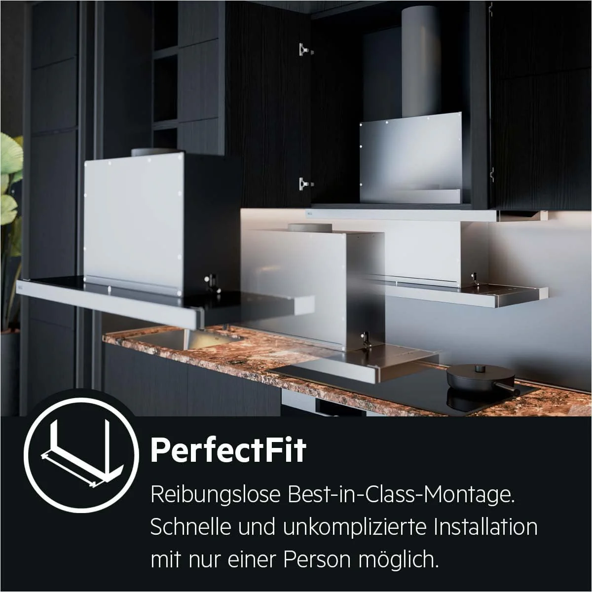 AEG DPE5660B Flachschirm-Dunstabzugshaube – Abluft oder Umluft – max. 600 m³/h im Abluftbetrieb mit max. 68 dB(A) – Energiekl. A – LED-Beleuchtung – Druck-Tasten – Schwarz - Image 14