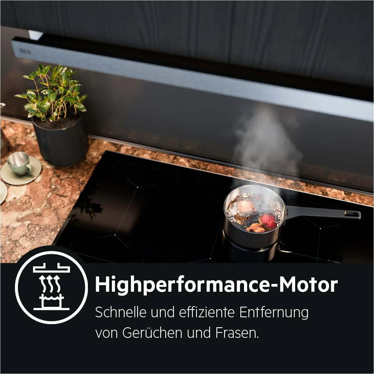 AEG DPE5660B Flachschirm-Dunstabzugshaube – Abluft oder Umluft – max. 600 m³/h im Abluftbetrieb mit max. 68 dB(A) – Energiekl. A – LED-Beleuchtung – Druck-Tasten – Schwarz - Image 9