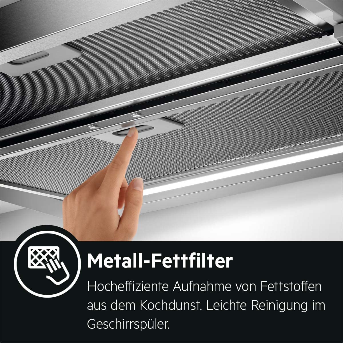 AEG DPS3640AM Flachschirm-Dunstabzugshaube / Abluft oder Umluft / 60cm / Grau / max. 345 m³/h / min. 49 – max. 68 dB(A) / C / Kurzhubtasten / Grau - Image 10