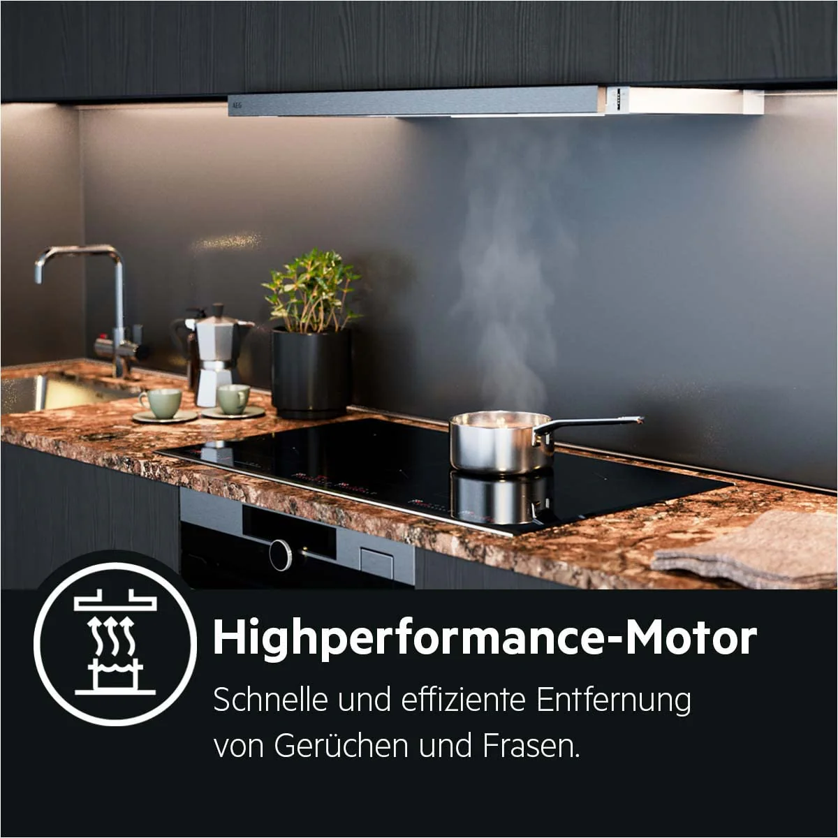 AEG DPS3640AM Flachschirm-Dunstabzugshaube / Abluft oder Umluft / 60cm / Grau / max. 345 m³/h / min. 49 – max. 68 dB(A) / C / Kurzhubtasten / Grau - Image 5