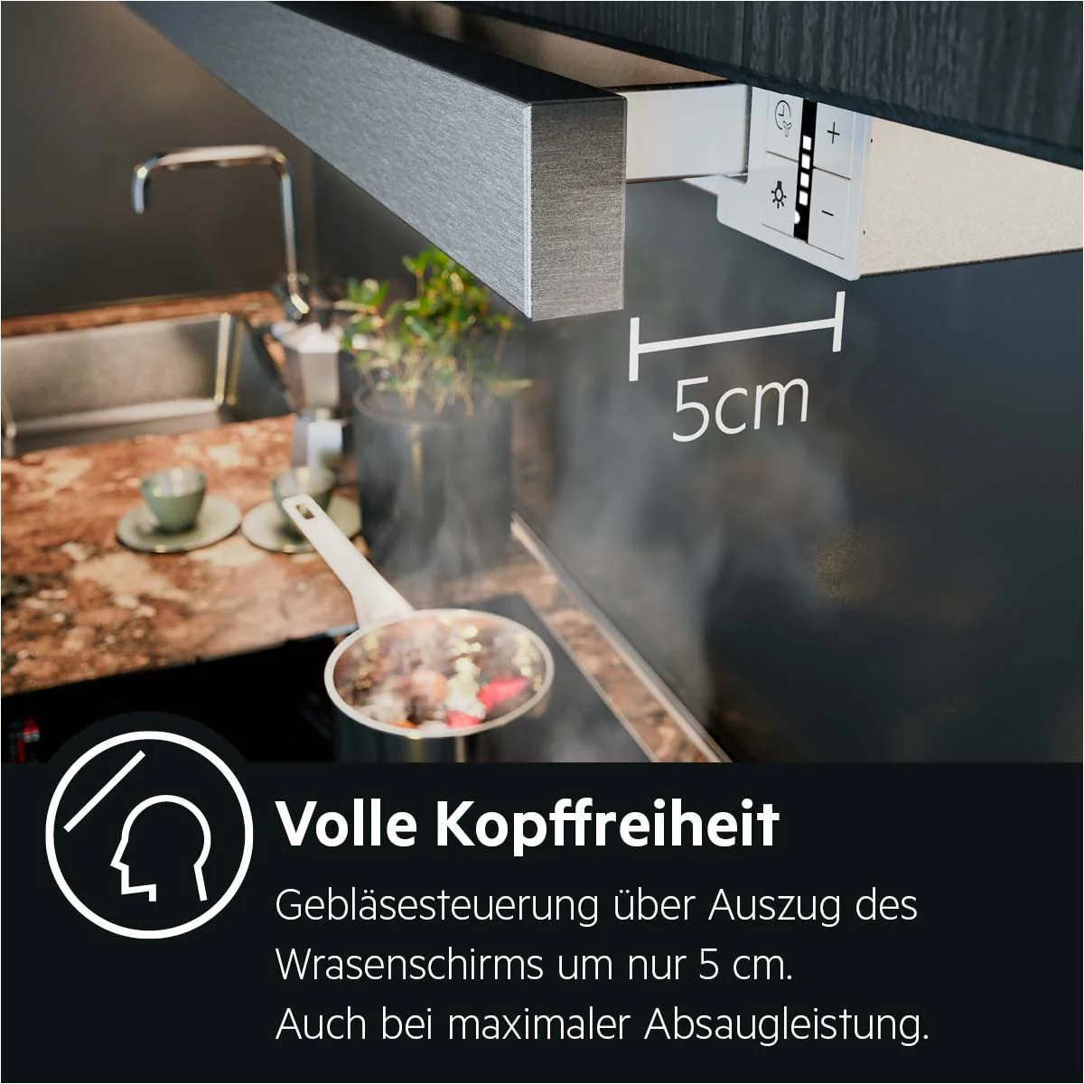 AEG DPS3640AM Flachschirm-Dunstabzugshaube / Abluft oder Umluft / 60cm / Grau / max. 345 m³/h / min. 49 – max. 68 dB(A) / C / Kurzhubtasten / Grau - Image 8