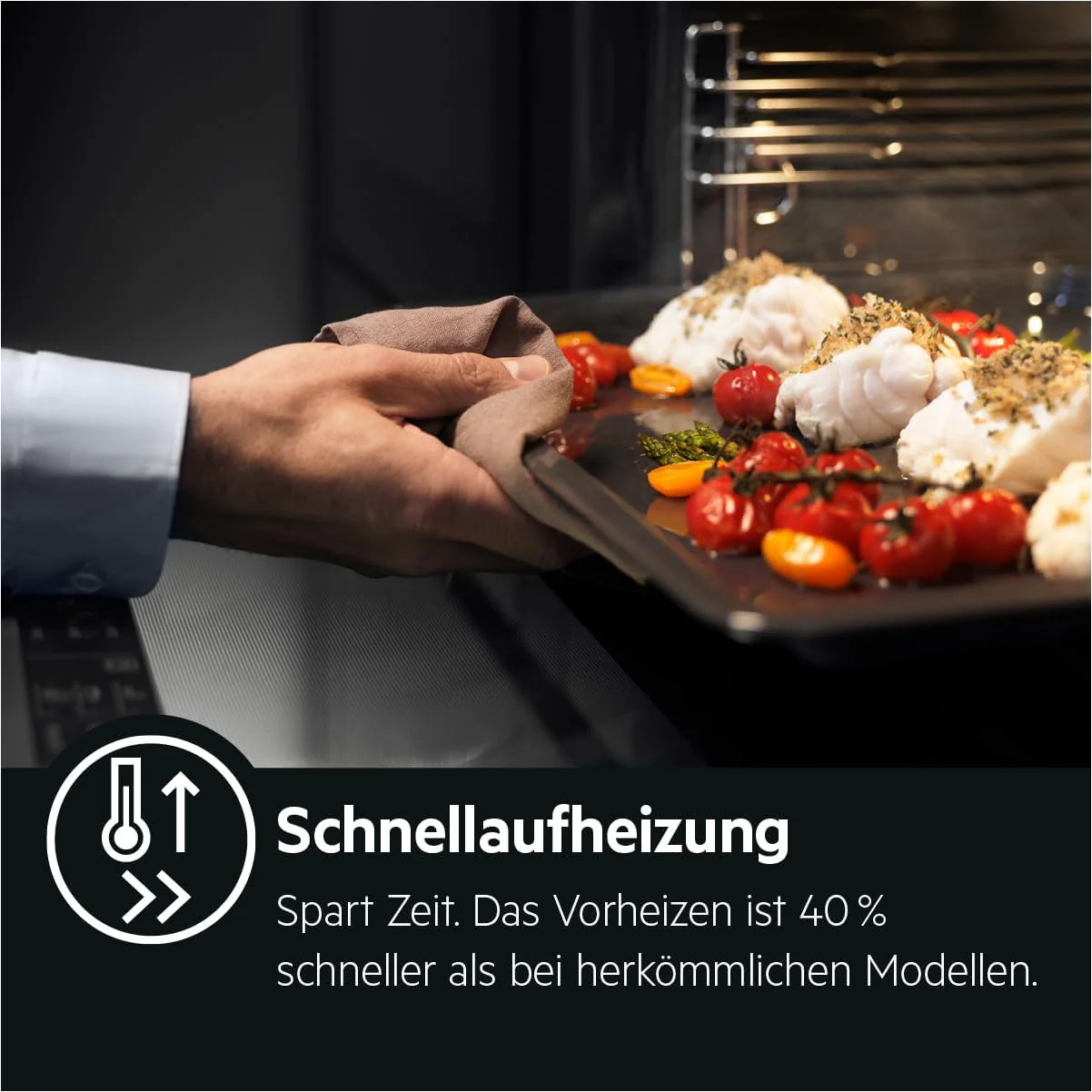 AEG Einbaubackofen – Serie 5 Ringheißluft: Gleichmäßige Garergebnisse auf 3 Ebenen – Pyrolyse Selbstreinigung – 25 Automatikprogramme – LED-Touchdisplay – Schnellaufheizung – Schwarz – BPE53516AB - Image 11