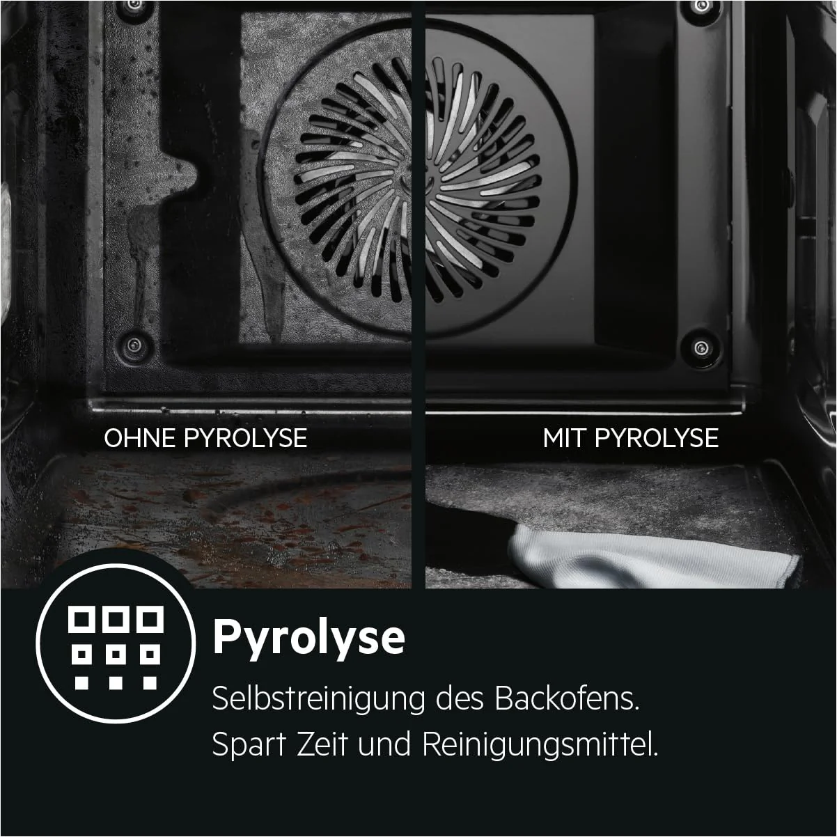 AEG Einbaubackofen – Serie 5 Ringheißluft: Gleichmäßige Garergebnisse auf 3 Ebenen – Pyrolyse Selbstreinigung – 25 Automatikprogramme – LED-Touchdisplay – Schnellaufheizung – Schwarz – BPE53516AB - Image 9