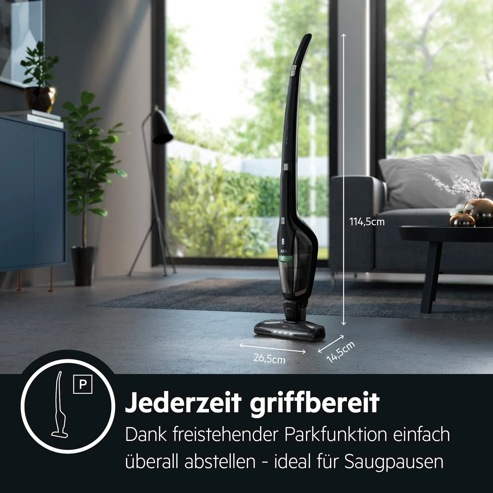 AEG Ergorapido CX7-2-45MÖ 2in1 Akku Staubsauger/50% Recyclingmaterial/beutellos/bis zu 45 min Laufzeit/freistehend/180° Drehgelenk /Bürstenreinigungsfunktion/LED-Lichter/18.5W/ 0.5L/schwarz,grün - Image 12