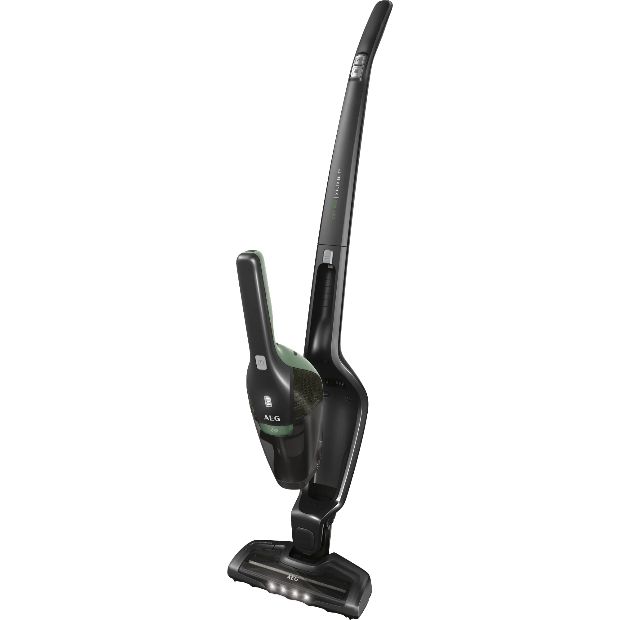 AEG Ergorapido CX7-2-45MÖ 2in1 Akku Staubsauger/50% Recyclingmaterial/beutellos/bis zu 45 min Laufzeit/freistehend/180° Drehgelenk /Bürstenreinigungsfunktion/LED-Lichter/18.5W/ 0.5L/schwarz,grün - Image 6