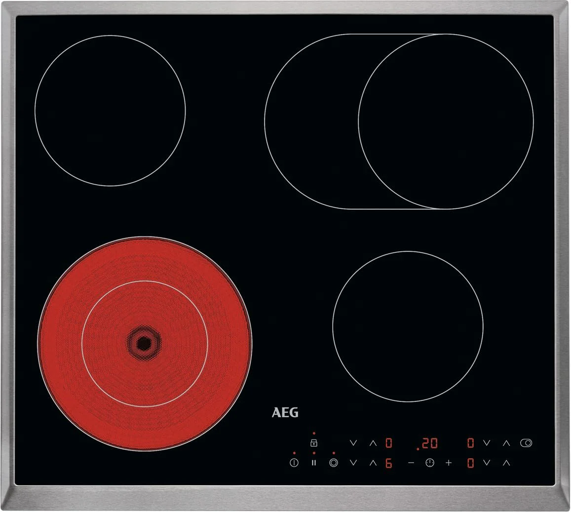 AEG Glaskeramikkochfeld autark 60cm – 4 Zonen mit Bräter- und Zweikreiskochzone – 14 Stufen – Edelstahlrahmen – Timer – Touch-Bedienung je Zone – Kindersicherung – HK634060XB - Image 14