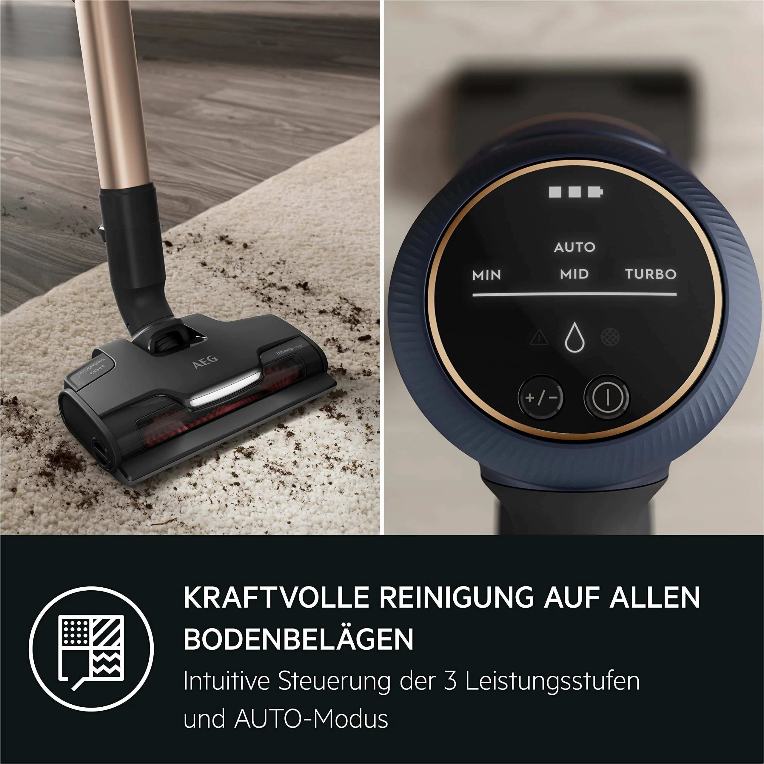 AEG HYGIENIC 8000 AP81B25WET Staubsauger mit Wischfunktion / Automatik / 5-Stufen Filtration / digitale Anzeige / Multi-Bodendüse & Mop-Düse / 3 Stufen / Akku wechselbar / Zubehör / 400ml / blau - Image 5