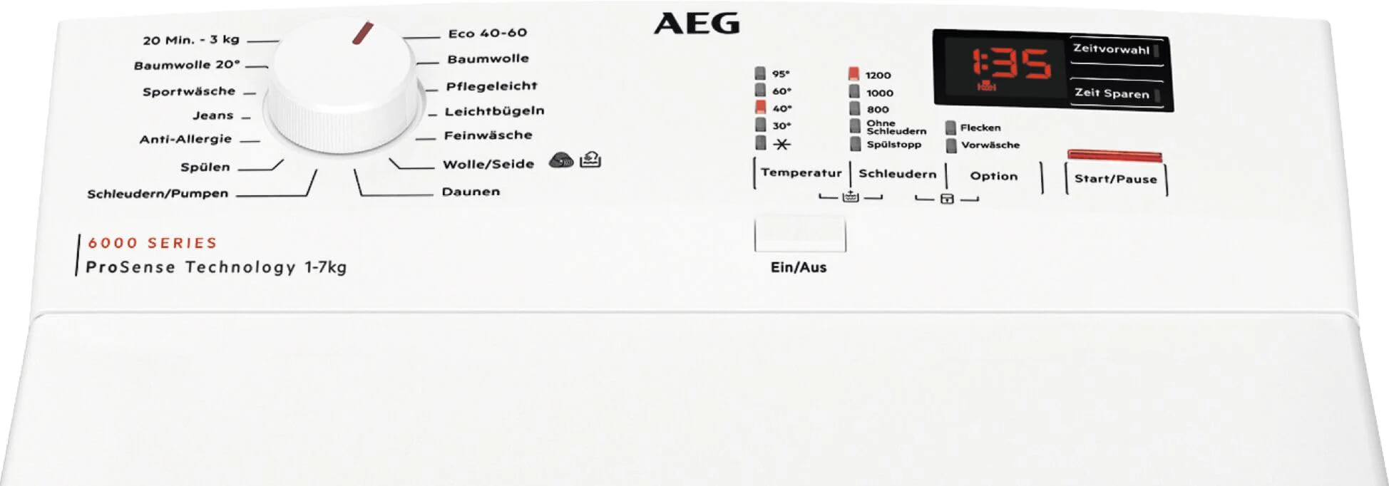AEG LTR6N40270 Waschmaschine Toplader – Serie 6000 ProSense: Mengenautomatik – 7 kg – Wasserstoppschlauch – Inverter Motor – EEKL B – Startzeitvorwahl – Leise – 1200 U/min - Image 8