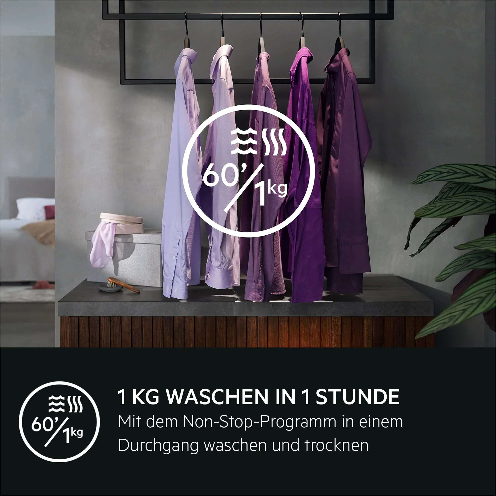 AEG LWR7S65690 Waschtrockner / Serie 7000 mit DualSense / 9 kg Waschen / 5 kg Trocknen / D / energiesparend / Mengenautomatik / Nachlegefunktion / ProSteam - Auffrischfunktion / 1600 U/min - Image 6