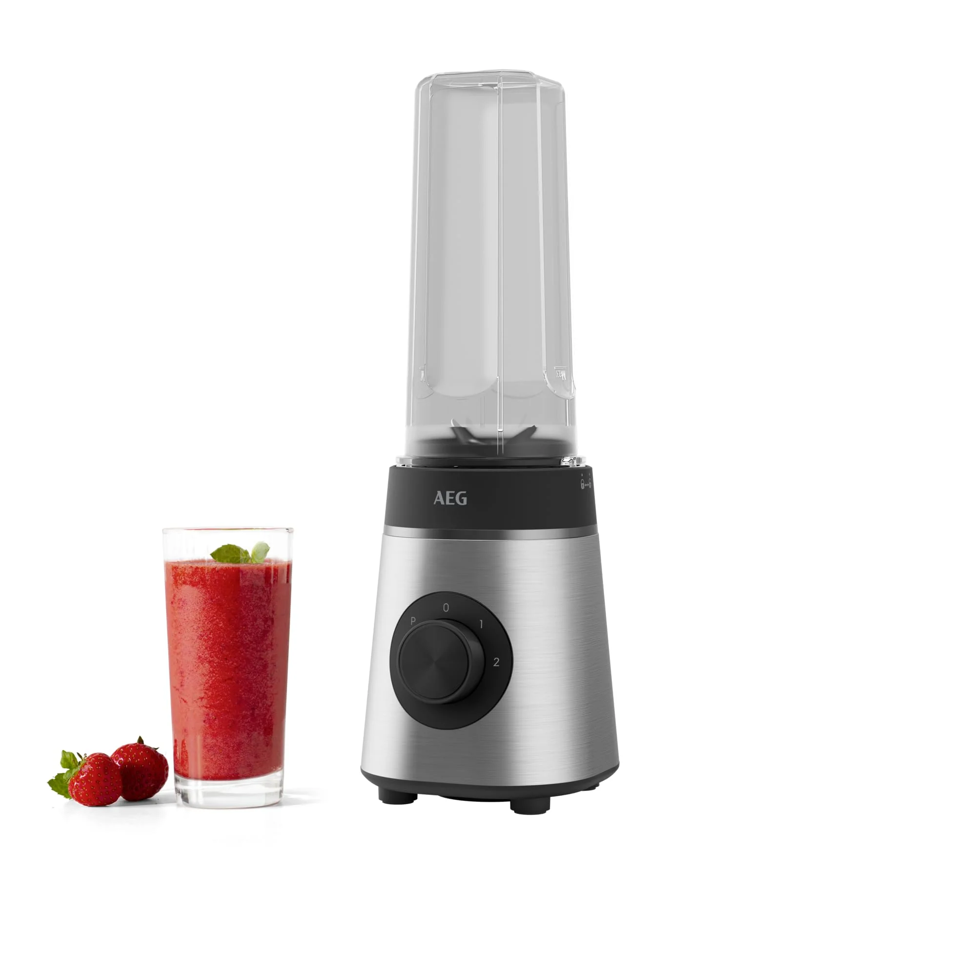 AEG MiniMixer SB4-1-4ST Standmixer / 350 W-Motor / 23.000 U/Min / 2 spülmaschinen- und bruchfeste 600 ml Trinkflaschen / 4-Klingen Messer / Drehregler / BPA-frei / Pulse-Taste / gebürstetes Edelstahl - Image 12