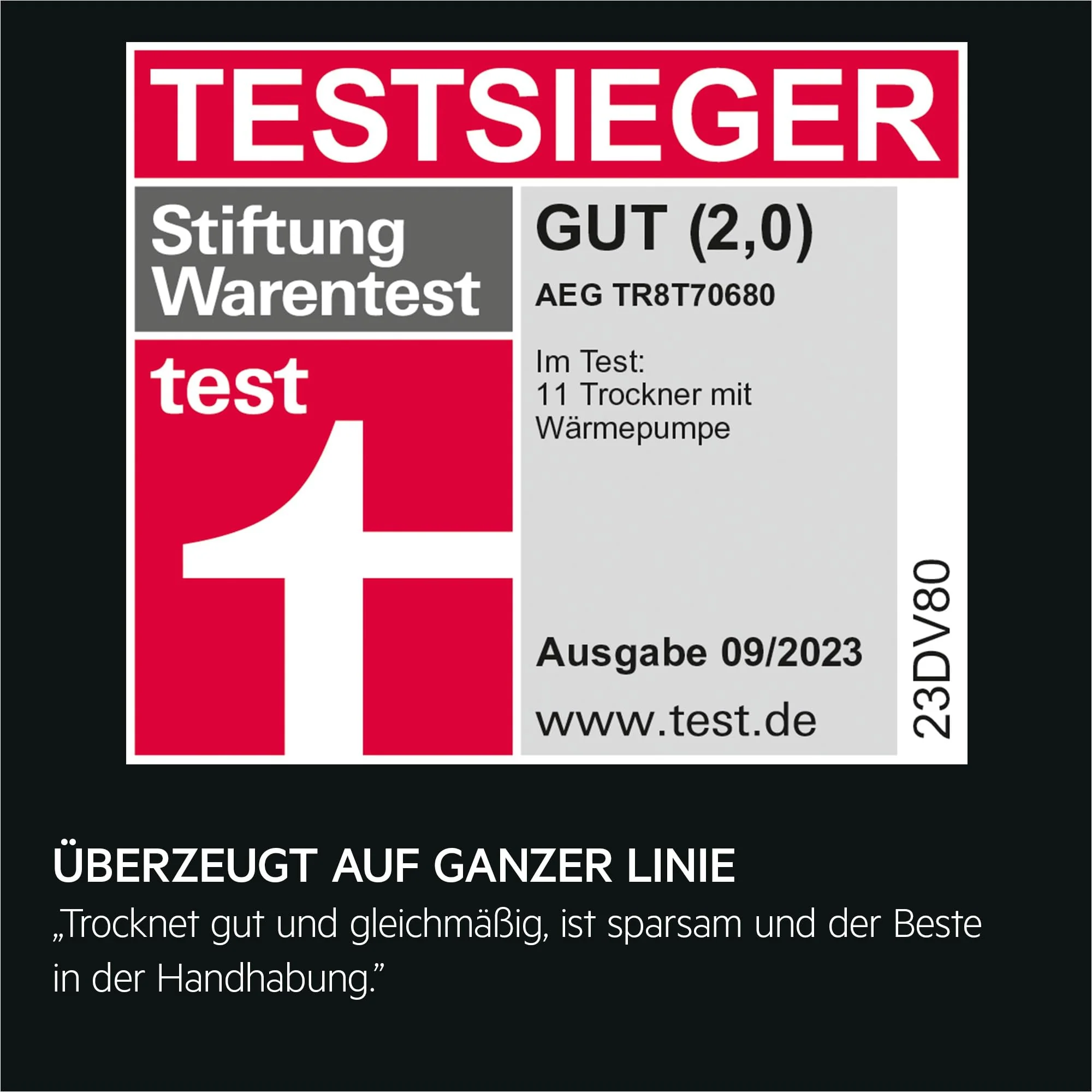 AEG TR8T70680 Wärmepumpentrockner / Serie 8000 mit AbsoluteCare® / Testsieger der Stiftung Warentest / 8,0 kg / A+++ / energiesparend / Mengenautomatik / Knitterschutz / Kindersicherung / Schontrommel - Image 9