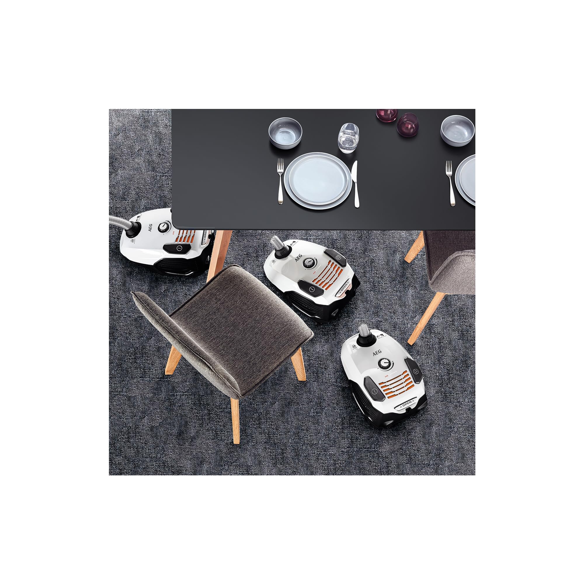 AEG VX6-2-IW-5 Staubsauger mit Beutel / 360° drehbare Räder / Zusatzdüsen und Staubbeutel / für Hart- und Teppichböden / 800 Watt / 9 m Aktionsradius / Ergo-Handgriff / neue technische Version / weiß - Image 8