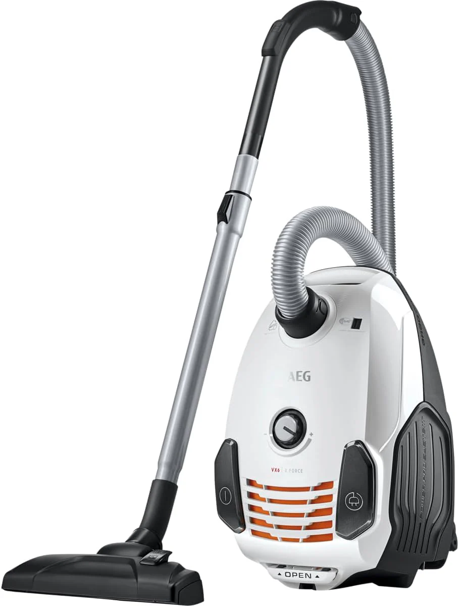 AEG VX6-2-IW-5 Staubsauger mit Beutel / 360° drehbare Räder / Zusatzdüsen und Staubbeutel / für Hart- und Teppichböden / 800 Watt / 9 m Aktionsradius / Ergo-Handgriff / neue technische Version / weiß - Image 9