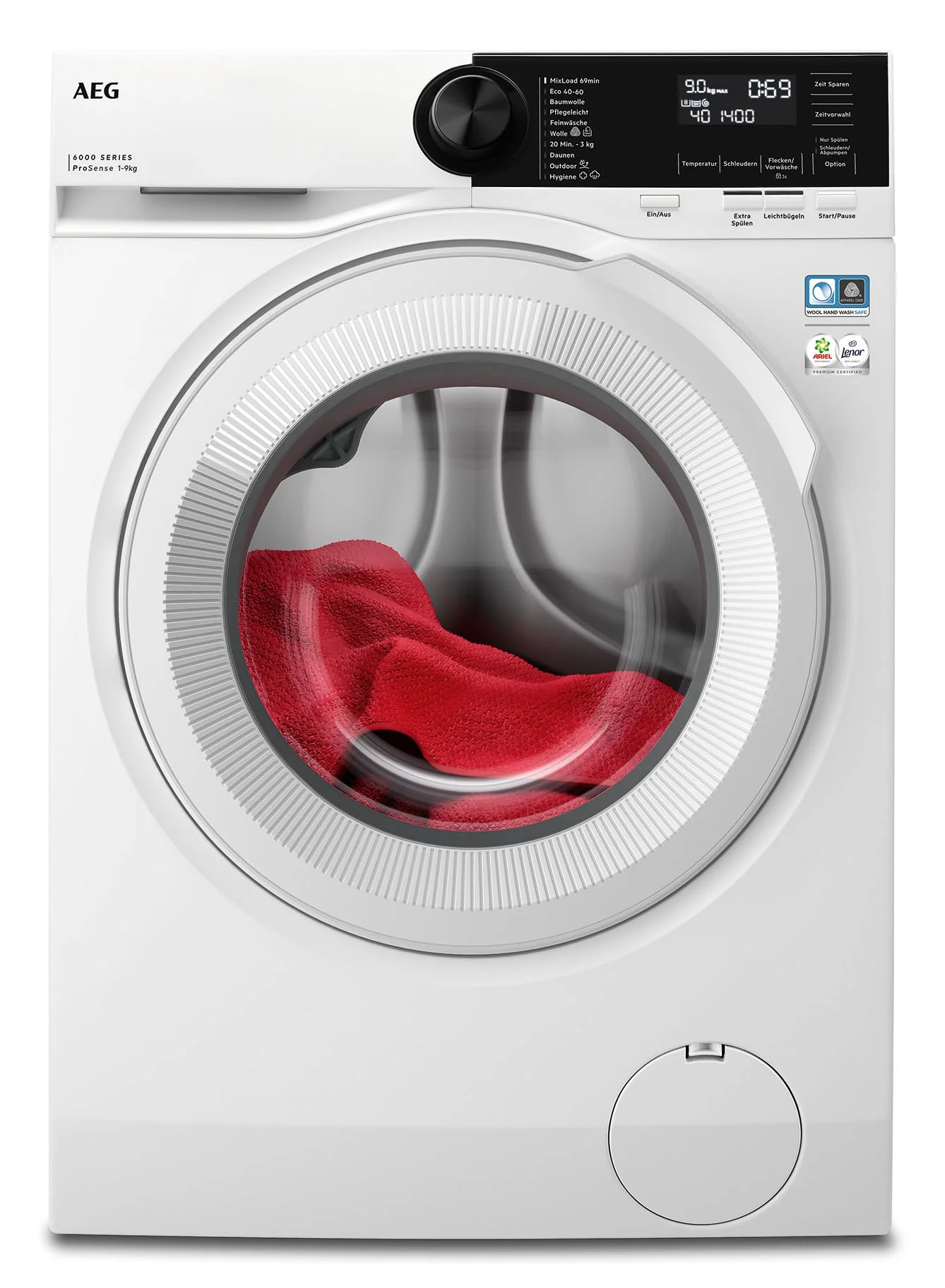 AEG Waschmaschine – Serie 6000 ProSense Mengenautomatik – 9 kg – Leise – Nachlegefunktion – Kindersicherung – Schontrommel – Vollwasserschutz – Leichtbügeln-Option – 1400 U/min – LR6A65490 - Image 6
