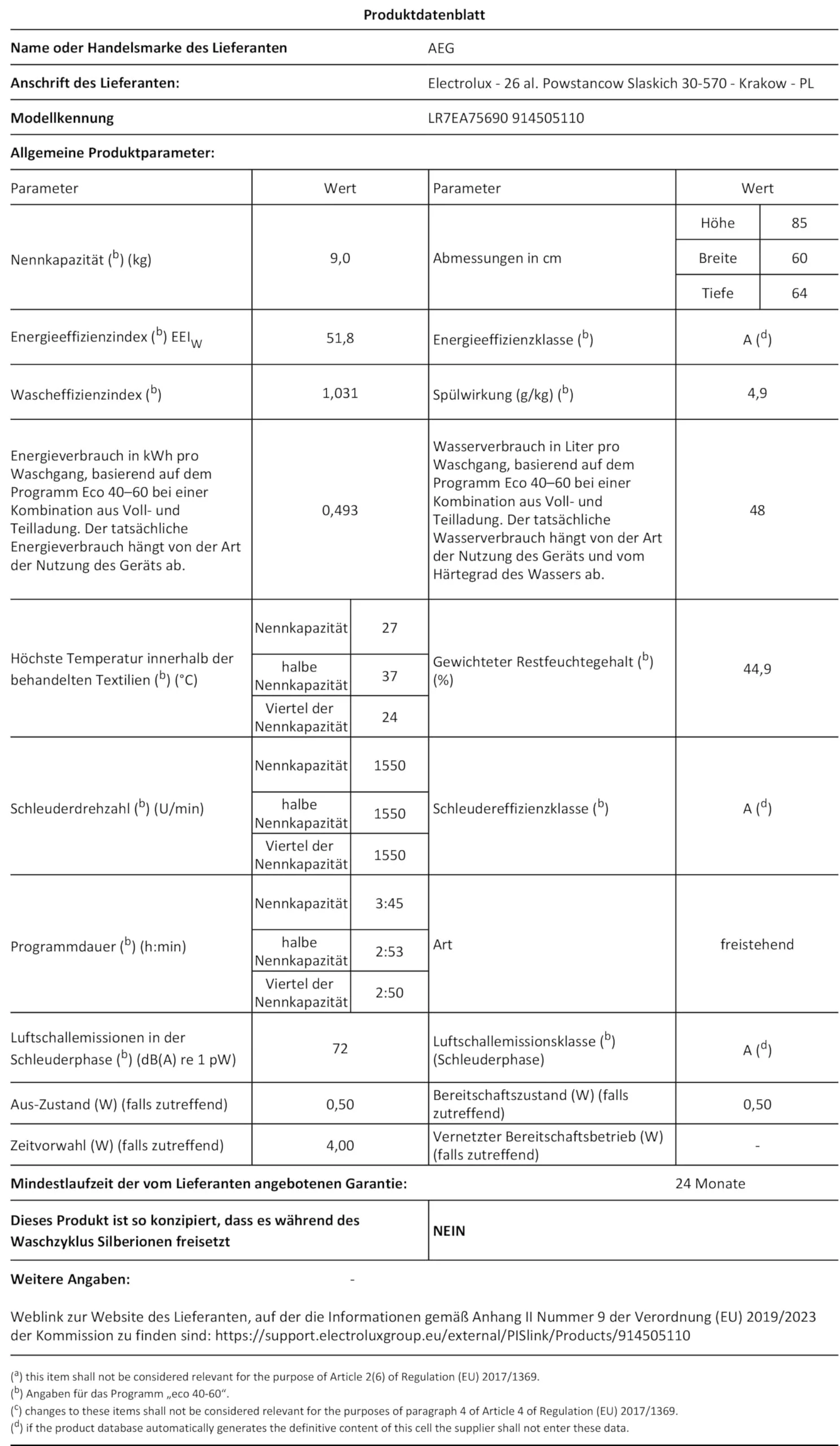 AEG Waschmaschine – Serie 7000 ProSteam Auffrischfunktion mit Dampf statt Waschen – 9 kg – UniversalDose Schublade – Leise – Mengenautomatik – Nachlegefunktion – 1600 U/min – LR7EA75690 - Image 5