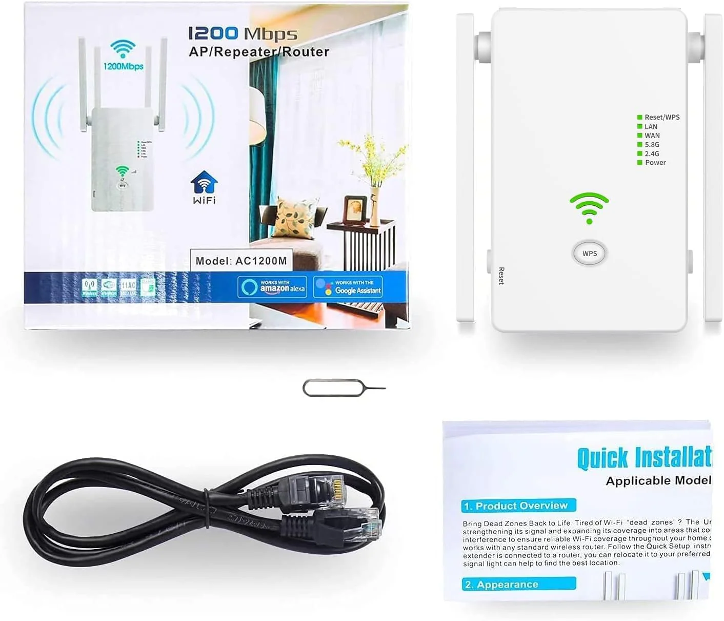 Aenxwa WLAN Repeater WLAN Verstärker 1200Mbit/s Dualband 2,4GHz+5GHz WiFi Booster mit Repeater/Router/Access Point Modus,4 Antenne,Einfache Einrichtung,WiFi Range Extender Mit LAN/WAN Port - Image 5