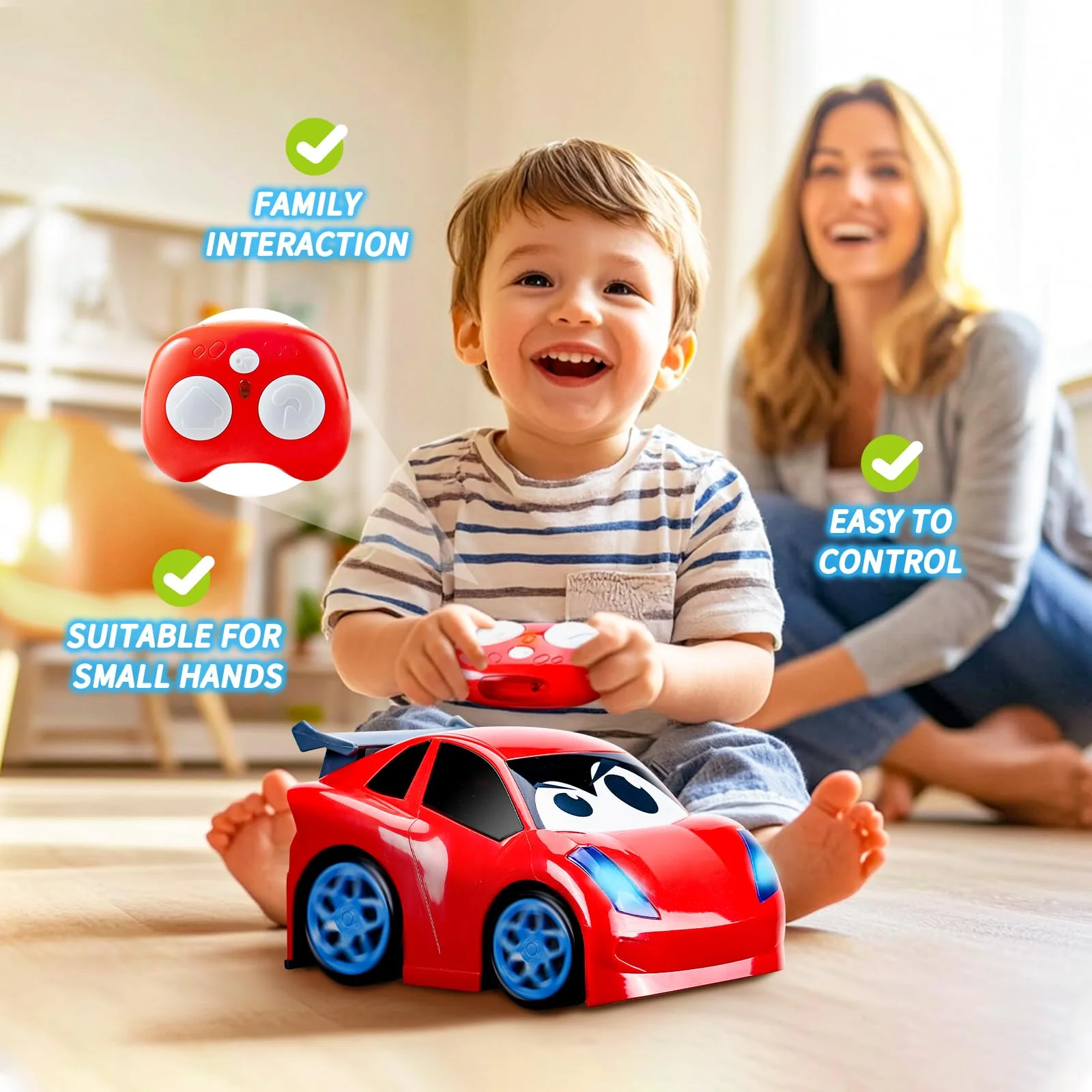 AEROQUEST Ferngesteuertes Auto ab 2 3 Jahre,Das erste RC Cartoon Auto mit Lichtern und Geräuschen Kleinkinder Spielzeug für Junge ab 2 3 Jahren Geburtstags Halloween Weihnachts Neujahr Geschenk - Image 2