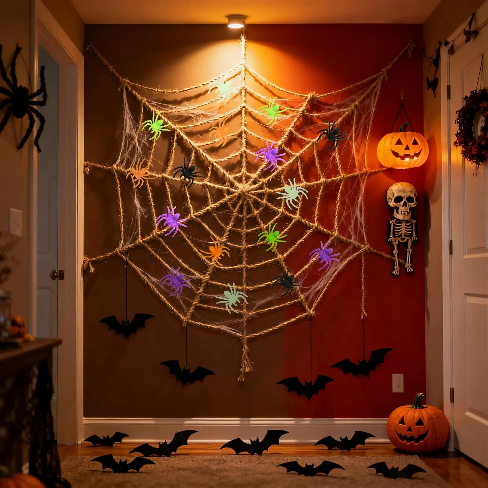 Affivia 150 Stück Plastik Spinnen Halloween Deko 3,3×3,5cm, 5 Farben Spinne Deko,Plastikspinne Klein,Grusel Plastikspinnen Halloween Streudeko Tischdeko, Scherzartikel Fake Spinnen für Helloween Party - Image 5