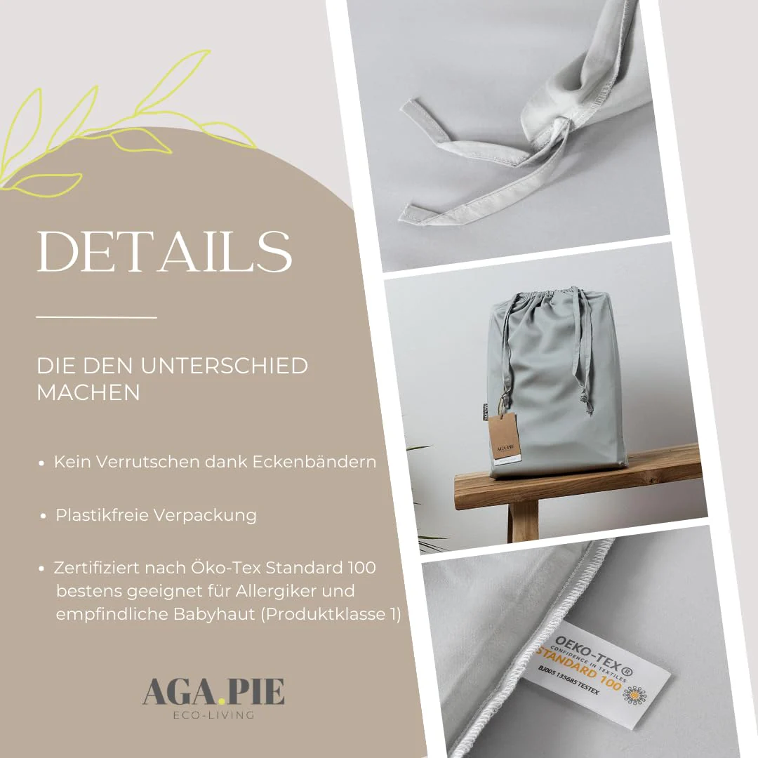 AGA.PIE Bambus Lyocell Bettwäsche-Set 135x200 + 80x40 cm - Salbei-Grün, 100% Bio Oeko-Tex 100, für Allergiker, Antibakteriell, Ganzjahres-Bettwäsche, Atmungsaktiv, Geruchshemmend, Besonders sanft - Image 6