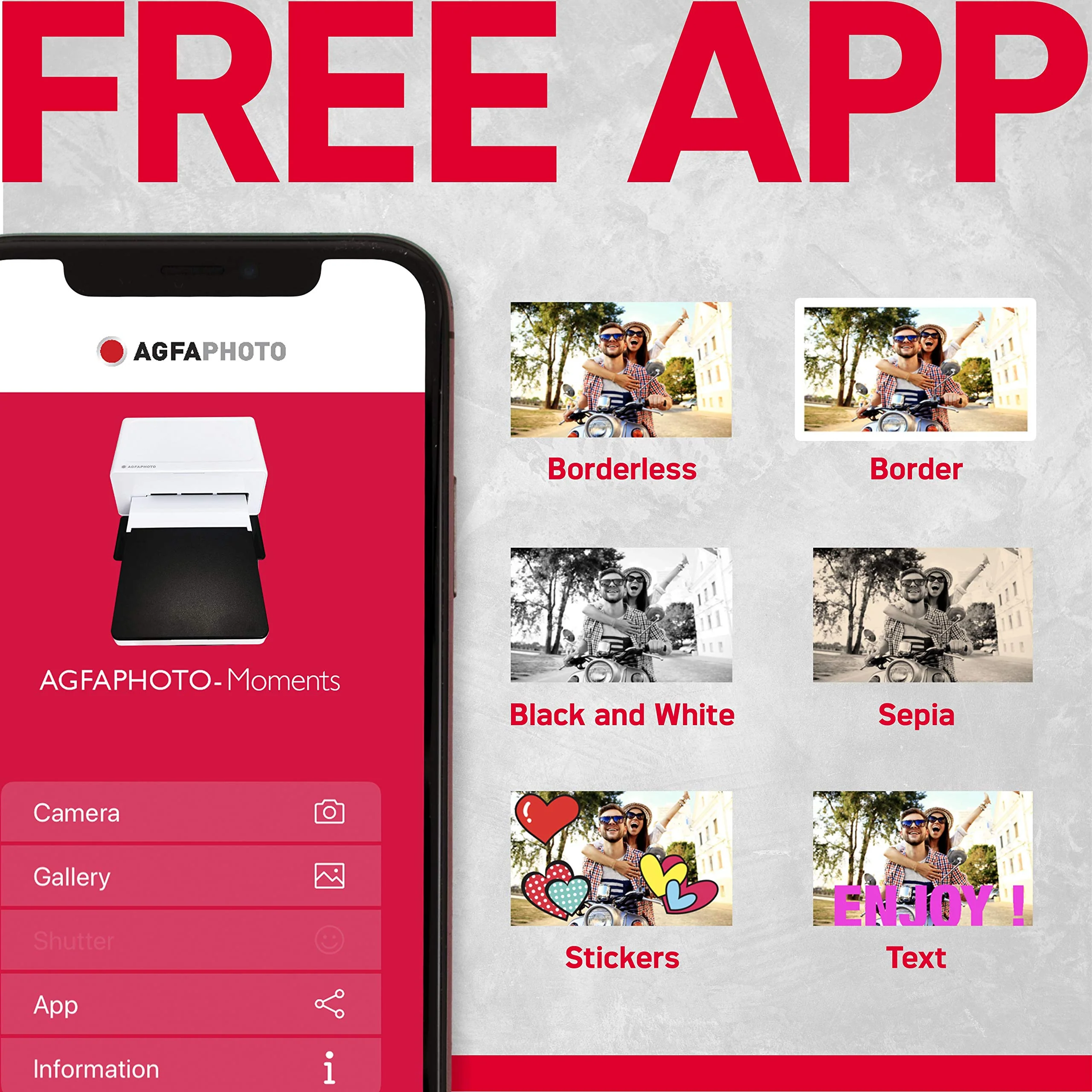 AgfaPhoto Realipix Moments AMO46 – 10x15 cm Smartphone-Fotodrucker, Bluetooth für Apple und Android Smartphones, 4Pass Thermosublimation – Weiß - Image 3