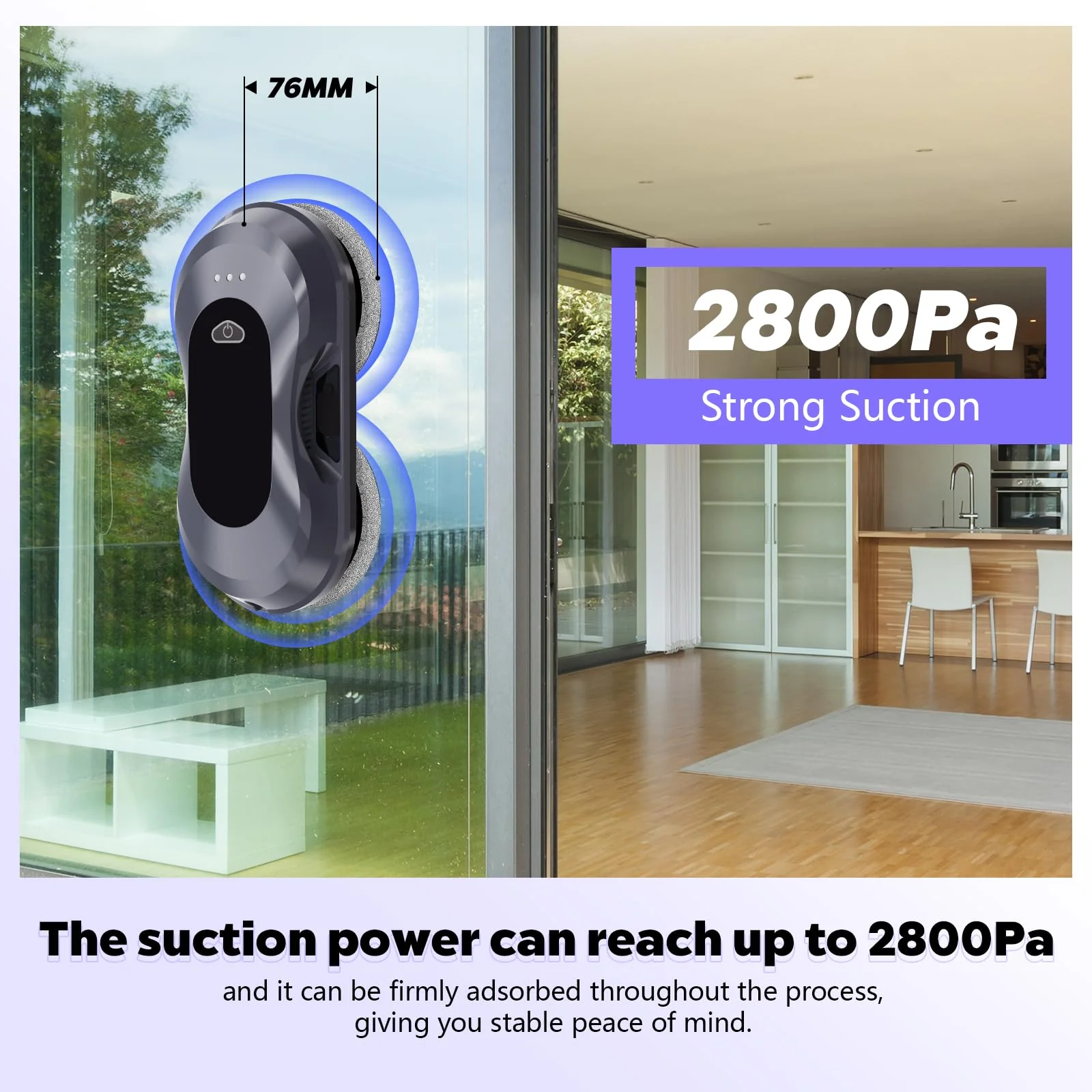 AHWOiHS Fensterputzroboter, Fensterputzer Elektrisch Automatischer Fensterroboter mit Wassersprühfunktion in Zwei Richtungen Fensterreinigungsroboter Fensterreiniger Roboter für Große Außenfenster - Image 4