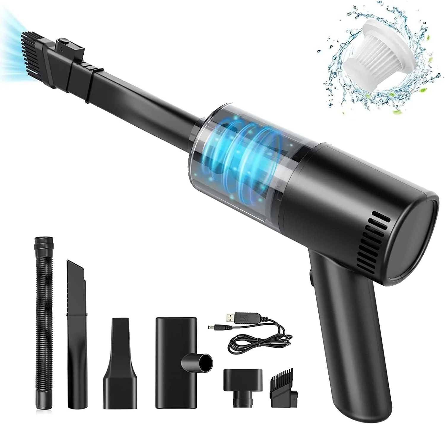 AHYBZN Akku Handstaubsauger, 15000Pa USB aufladbar Tragbar Leicht Mini Staubsauger, 4000mAh Auto-Staubsauger, Nass & Trocken Handsauger, für den Auto, Haus, Küche, Tierhaare