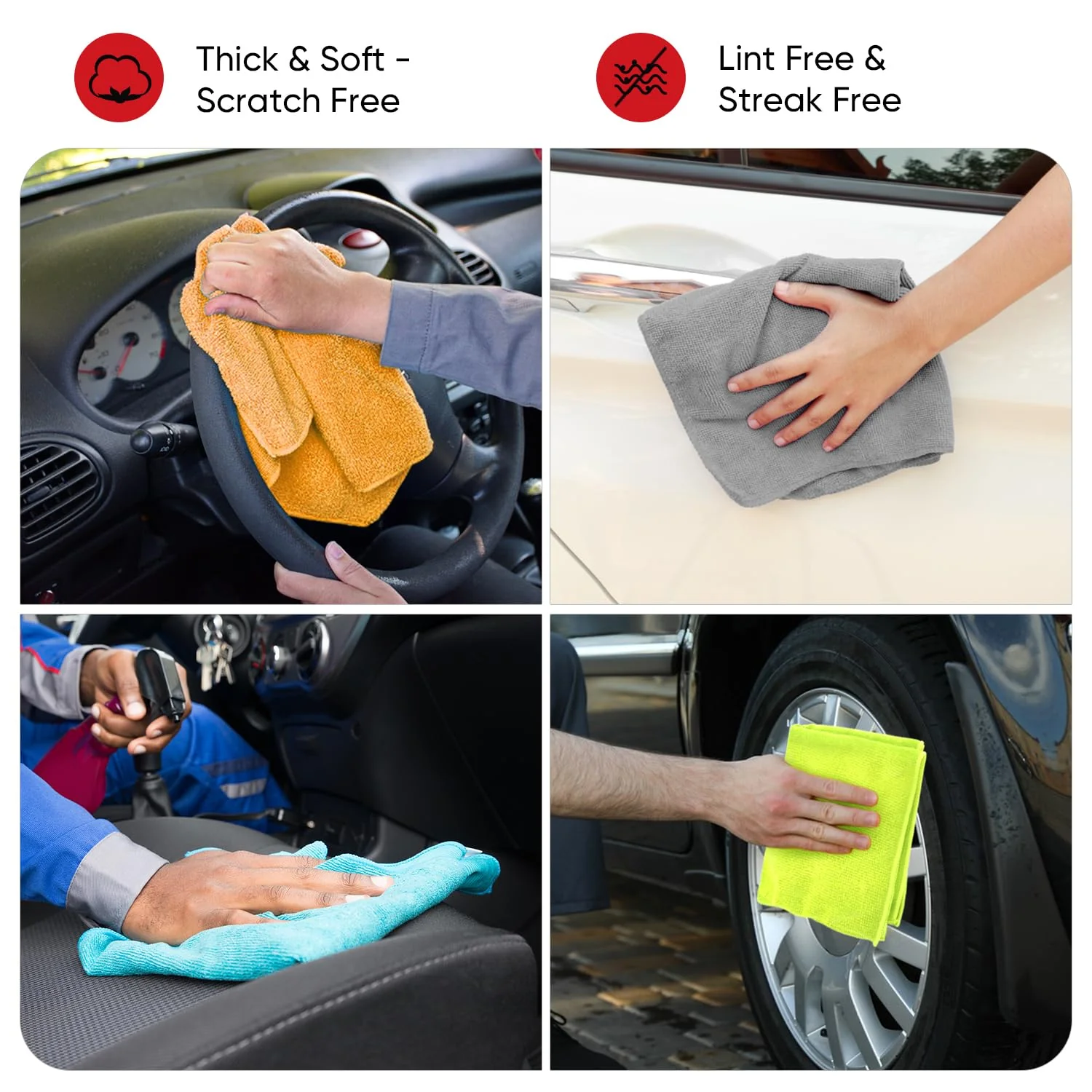 AIDEA Microfasertücher Mikrofasertücher 24 Pack, Wiederverwendbare Mikrofasertuch ReinigungstüCher, Fusselfrei, Streifenfrei Staubtuch für Haus, Küche, Auto, Motorrad, Fenster, 30 X 40 cm - Image 2
