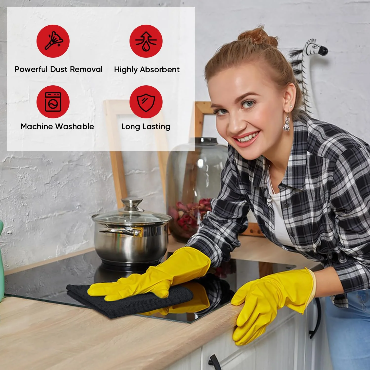 AIDEA Microfasertücher Mikrofasertücher 24 Pack, Wiederverwendbare Mikrofasertuch ReinigungstüCher, Fusselfrei, Streifenfrei Staubtuch für Haus, Küche, Auto, Motorrad, Fenster, 30 X 40 cm - Image 6
