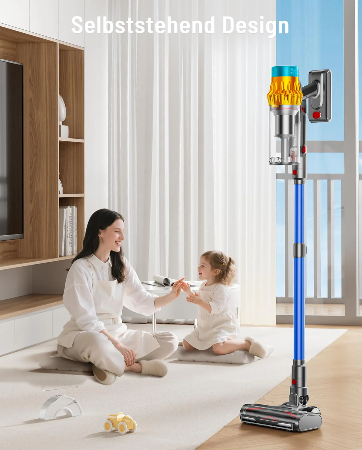 AIDTIPS Akku Staubsauger, 50KPA/600W/70Mins Staubsauger Kabellos mit Selbststehend, 1,8L Großer Staubbecher, Anti-Tangle-Bürste, 8-stufiges Filtersystem Grünes Licht für Hartböden Teppiche Tierhaare - Image 5