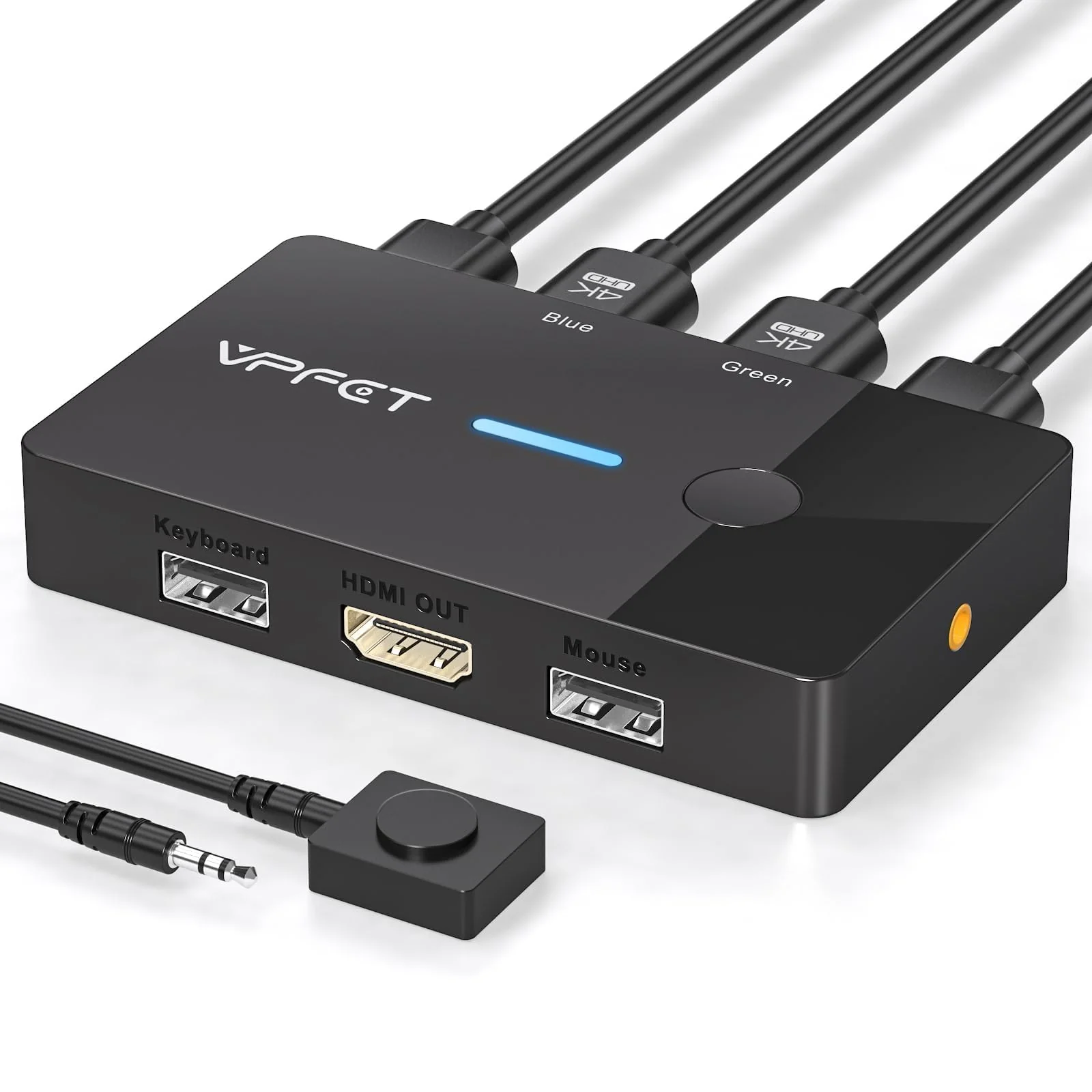 AILVLVNG HDMI KVM Switch 2 PC 1 Monitor 4K@60Hz USB KVM Switches für 2 Computers sich teilen Einen Monitor und Eine Tastatur/Maus, mit Desktop Controller und 2 USB Kabeln, Plug and Play - Image 6