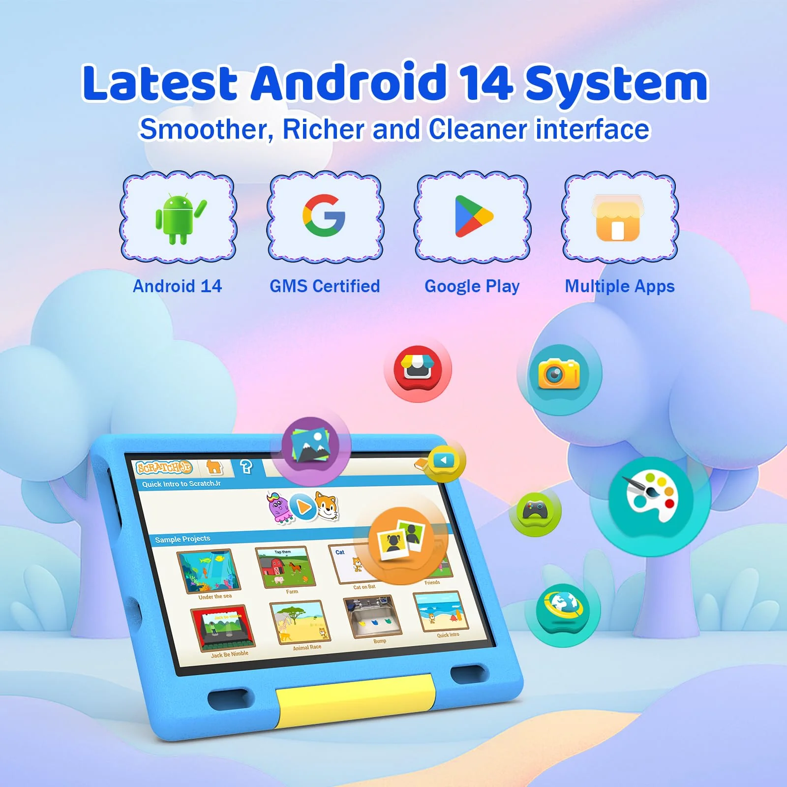 Ainmel Kinder Tablet 10 Zoll Octa-Core Android 14 Tablet für Kinder, 16GB+128GB (1TB TF), Kindersicherung, WiFi 6/Bluetooth 5.3, Widevine L1 mit Kindersicheres Gehäuse -Blau - Image 8