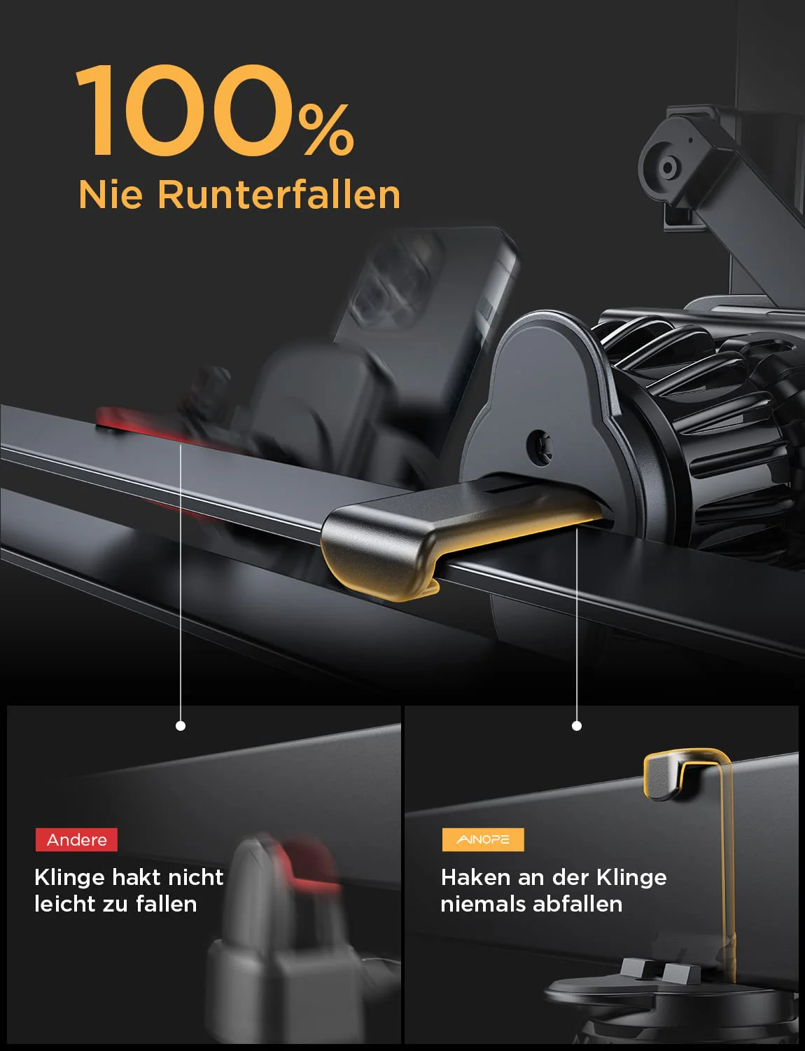 AINOPE Handyhalterung Auto Lüftung - [Schwerkraft-Design] [Einhandbedienung] Handy Halterung Auto, 2025 Autohalterung Auto Zubehör Für iPhone 16 e 15 14 13 12 11 Pro Max XR, Smartphone mit Hülle - Image 2