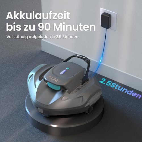 AIPER Seagull 800B Kabelloser Poolroboter, Selbstparkende Technologie, 90 Min Akkulaufzeit, Starke Saugkraft, LED-Anzeige, Ideal für Aufstellpools bis zu 80 m² - Image 7
