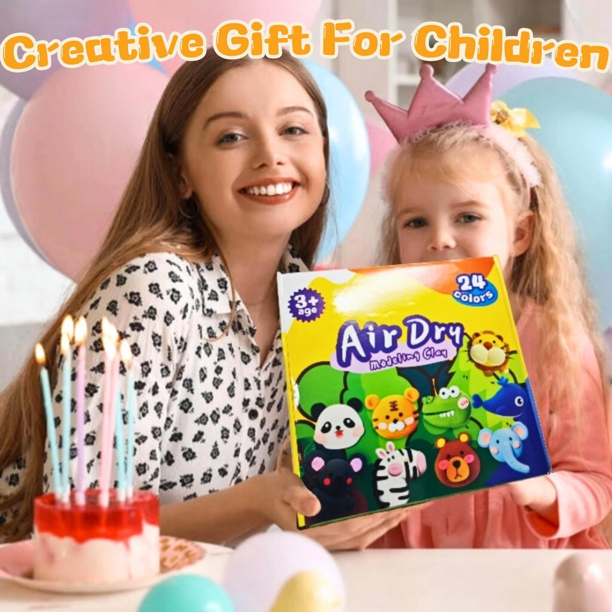 Air Dry Clay Set,24 Farben Modelliermasse Lufttrocknend mit 5 Knete Zubehör,4 Plastikkugeln zum Befüllen,Kugelketten und Tutorials,kinderknete Set,Kunsthandwerk Geschenk für kinder,Foam Clay - Image 2