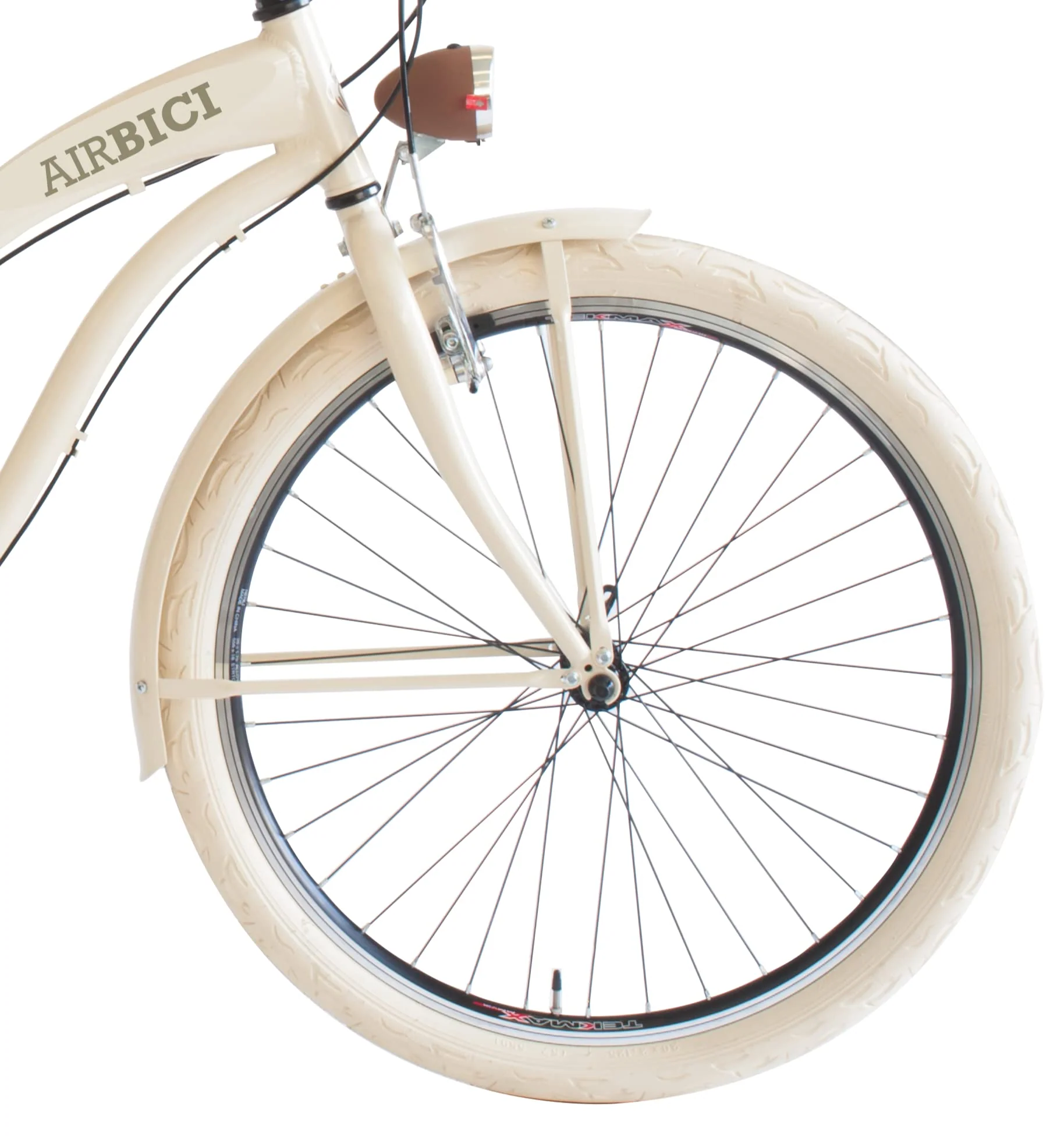 Airbici Fahrrad Beachcruiser Damen 26" Beige | City-Bike | BeachCruiser Bike 26 Zoll 6-Gang, Aluminiumrahmen, Schutzbleche, LED-Licht und Gepäckträger - Image 3